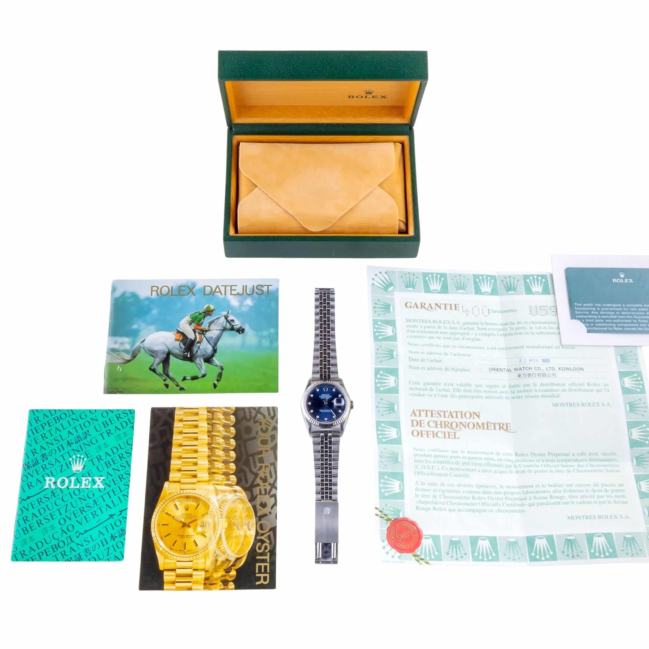 Rolex Oyster Perpetual Datejust Blue 16234 1997 (Vollständiger Satz) 8 Rolex Oyster Perpetual Datejust Blue 16234 1997 (Vollständiger Satz) – Bild 8