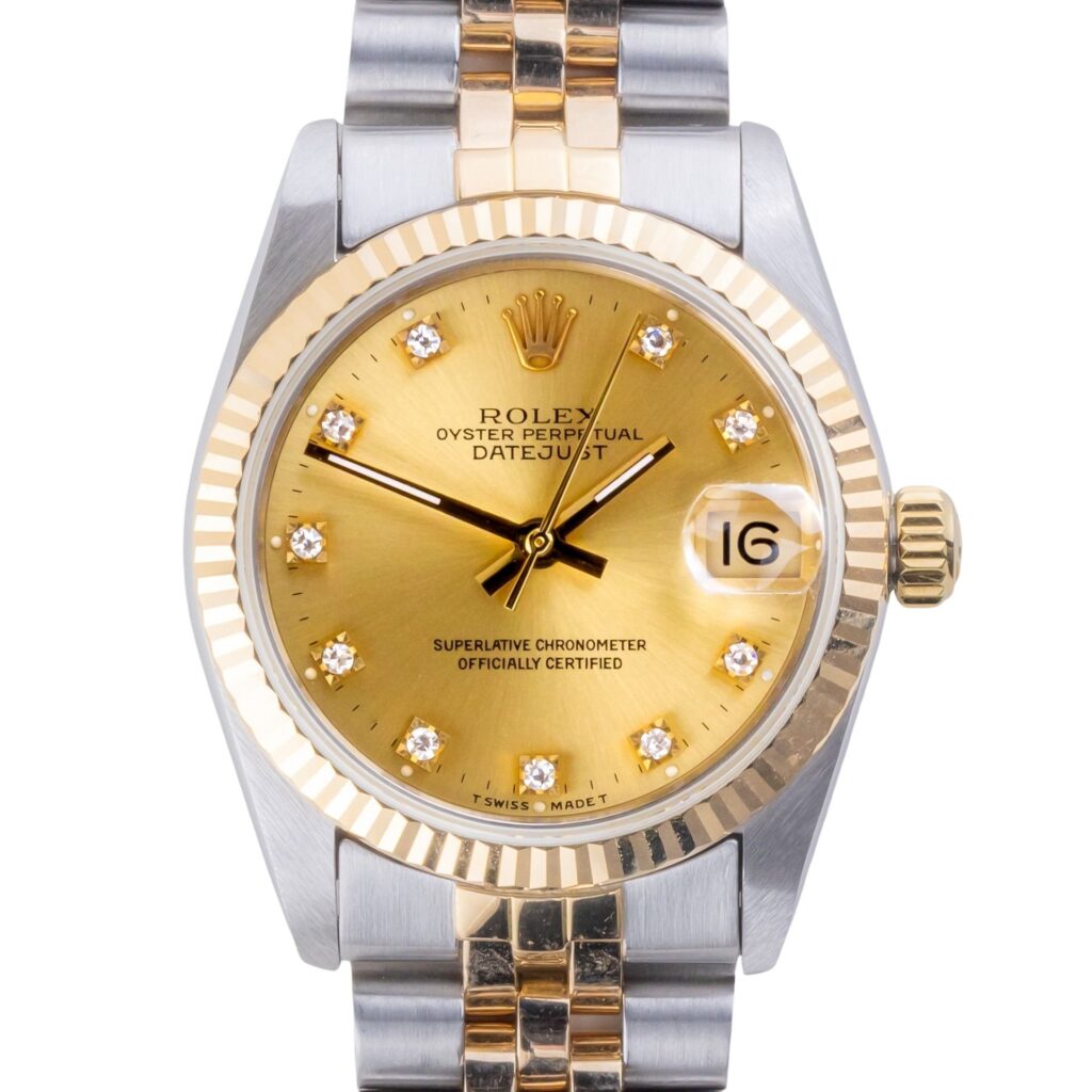 Rolex Oyster Perpetual Datejust Mid-Size Champagne Diamond 68273 1985 (Volledige set) 10 rolex-datejust-68273-9-2