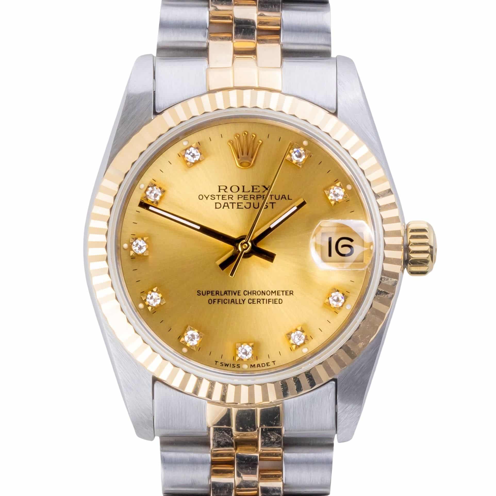 Rolex Oyster Perpetual Datejust Mid-Size Champagne Diamond 68273 1985 (Volledige set) 3 rolex-datejust-68273-9-2