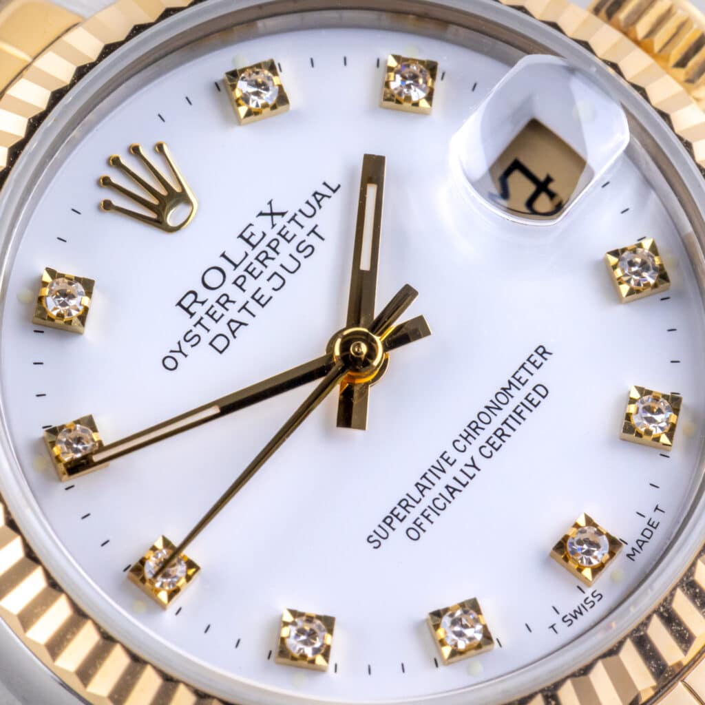 Alternative view of Rolex Oyster Perpetual Datejust Mid-Size White Diamond 68273 1986 (Vollständiger Satz)