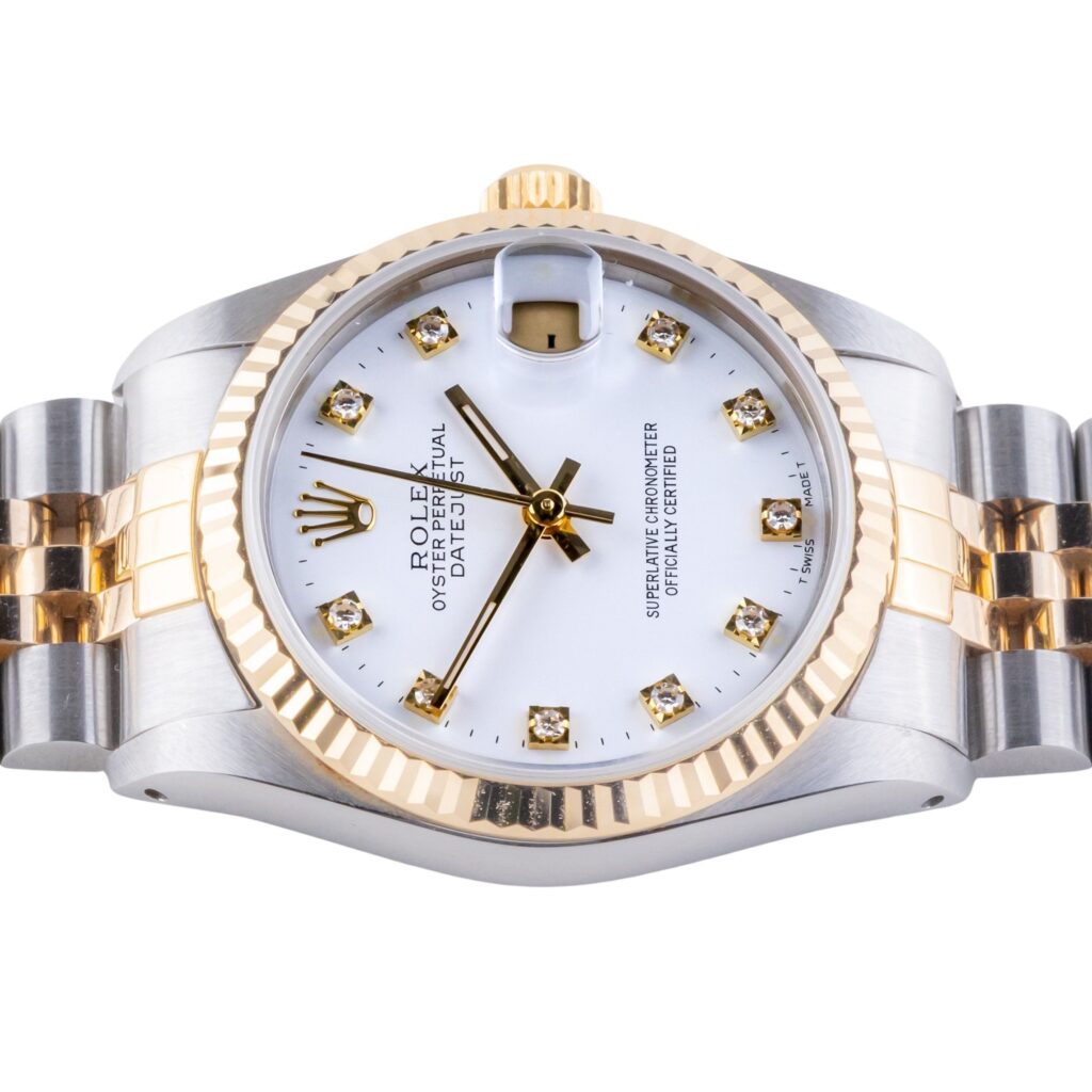 Rolex Oyster Perpetual Datejust Mid-Size White Diamond 68273 1986 (Vollständiger Satz) 12 2E0B9041 1CG 3M Langedyk Vintage Watches