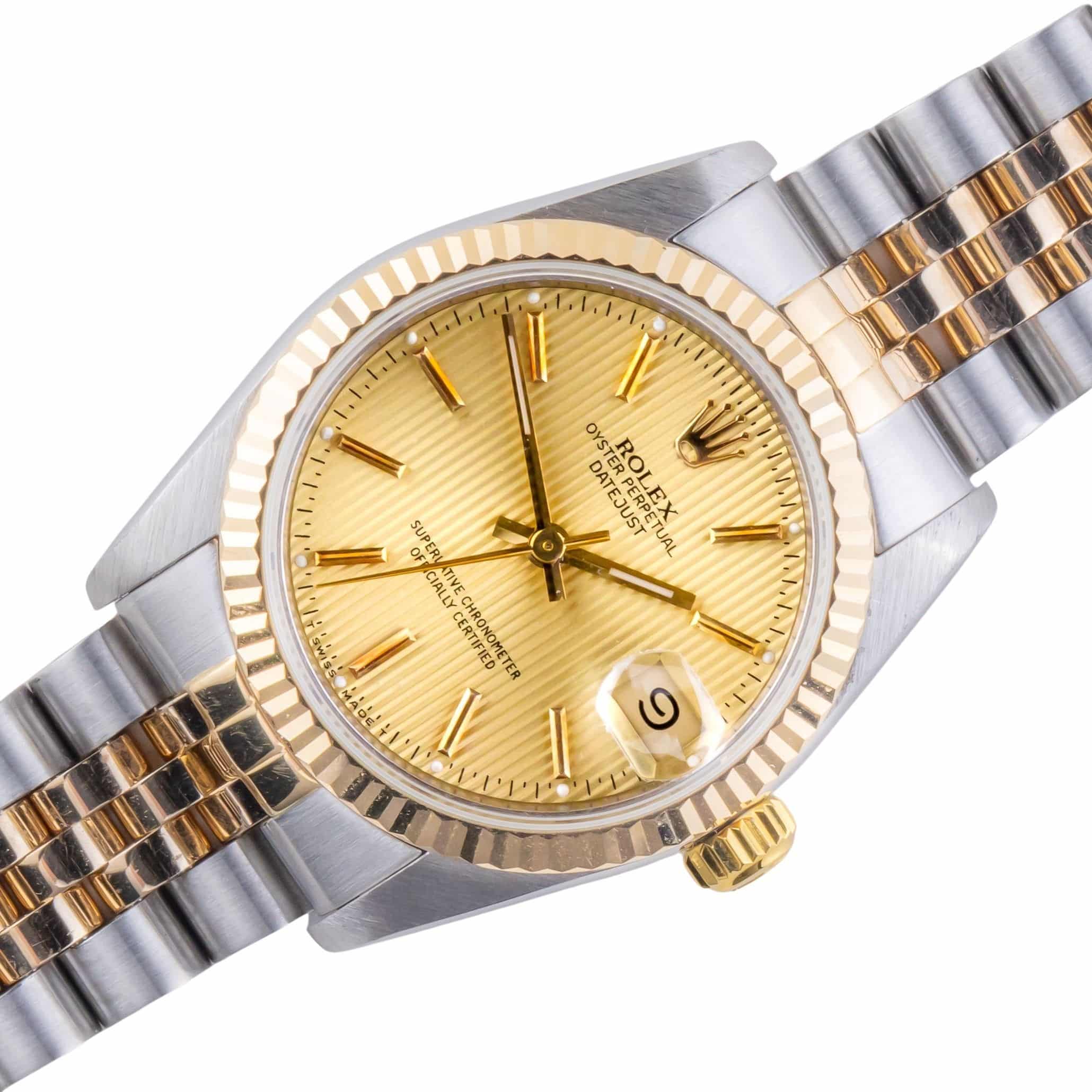 Rolex Oyster Perpetual Datejust Mid-Size Champagne Tapestry 68273 1988 (Vollständiger Satz) 1 rolex-datejust-mid-size-68273