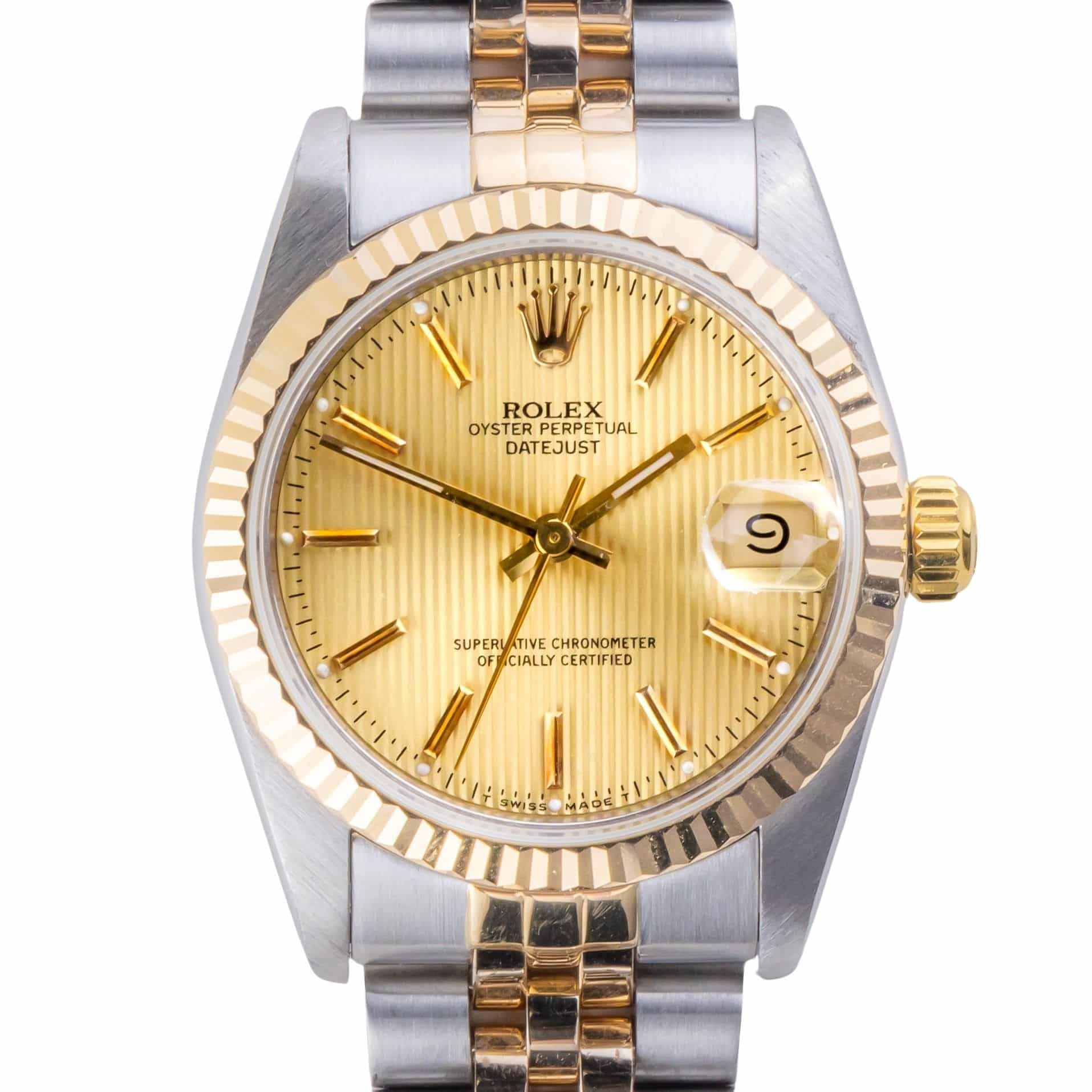 Rolex Oyster Perpetual Datejust Mid-Size Champagne Tapestry 68273 1988 (Vollständiger Satz) 3 Rolex Oyster Perpetual Datejust Mid-Size Champagne Tapestry 68273 1988 (Vollständiger Satz) – Bild 3