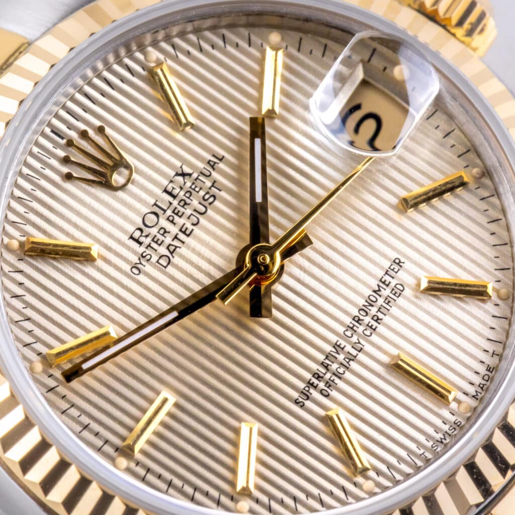 Alternative view of Rolex Oyster Perpetual Datejust Mid-Size Champagne Tapestry 68273 1991 (Volledige set)