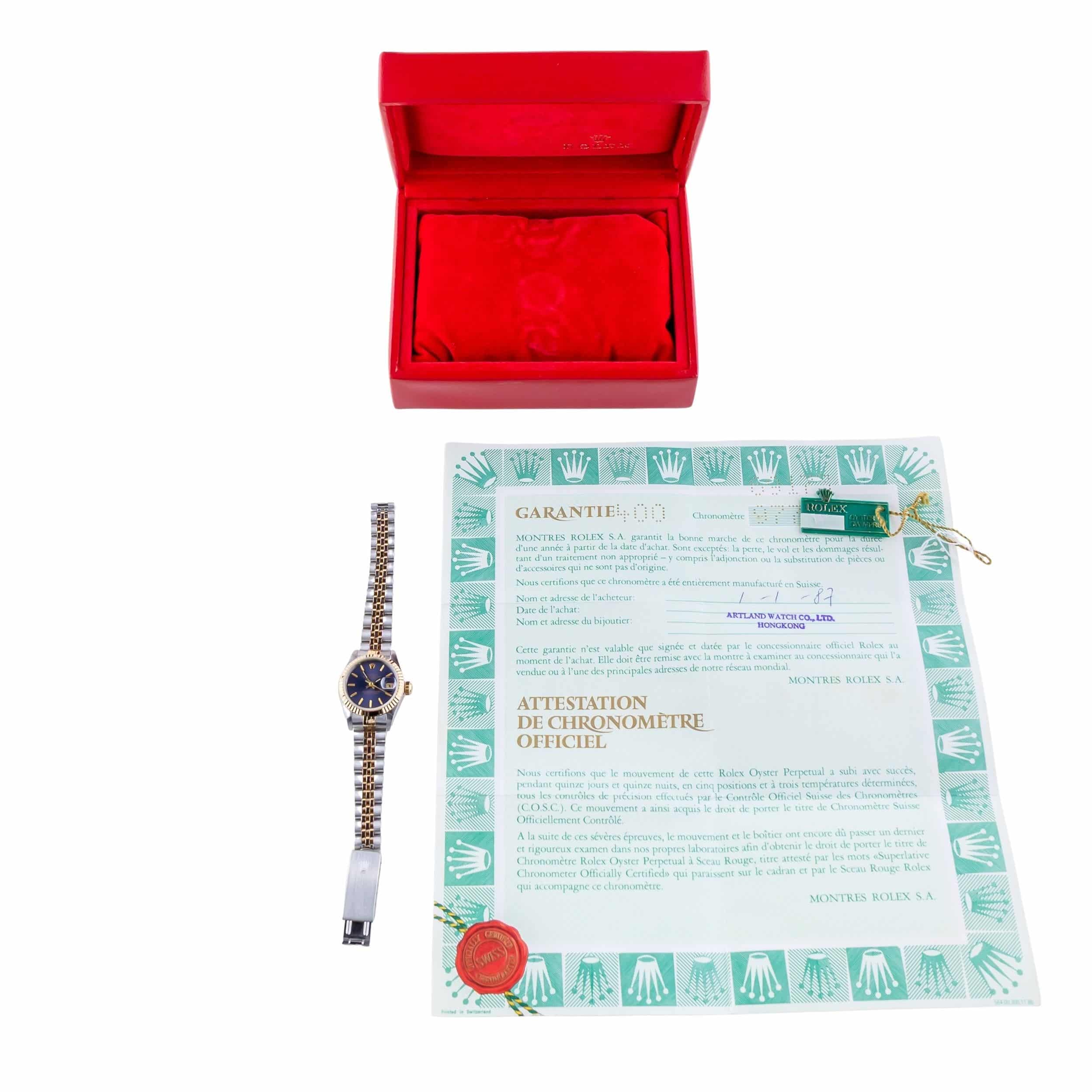 Rolex Lady-Datejust Blue 69173 1987 (Full Set) 8 2E0B9372 1CG 3M