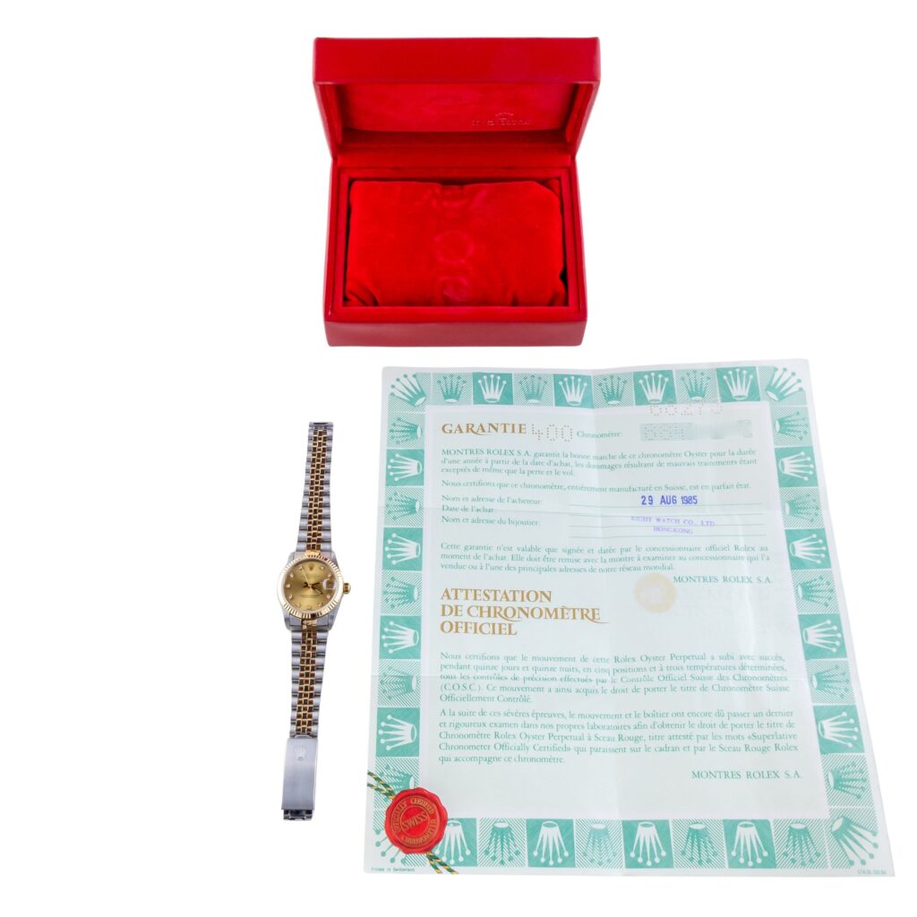 Rolex Oyster Perpetual Datejust Mid-Size Champagne Diamond 68273 1985 (Volledige set) 15 rolex-datejust-68273-9-2