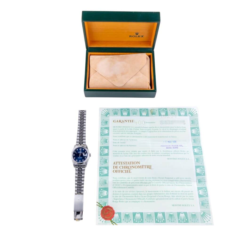 Rolex Oyster Perpetual Datejust Blue 16234 1993 (Volledige Set) 15 2E0B9407 1CG 3M Langedyk Vintage Watches