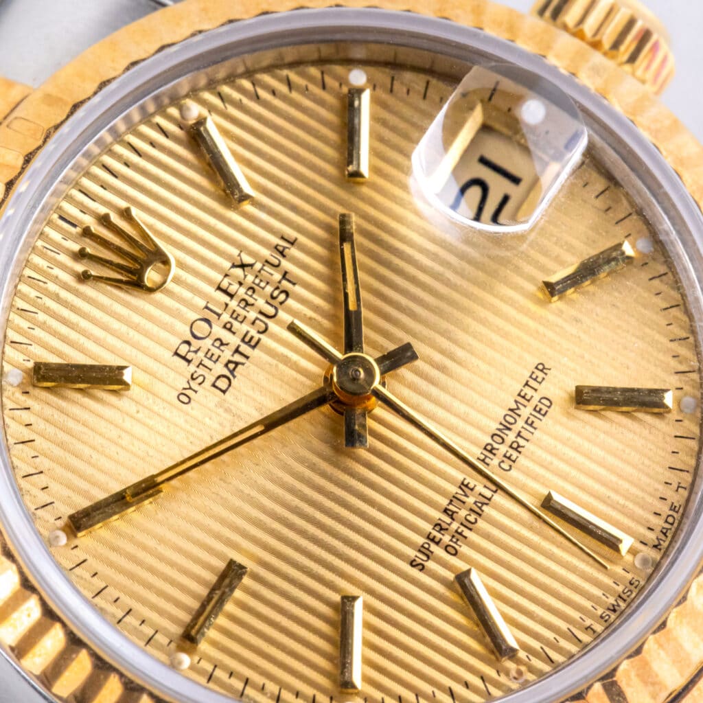 Alternative view of Rolex Oyster Perpetual Datejust Mid-Size Champagne Tapestry 68273 1987 (Certificaat)