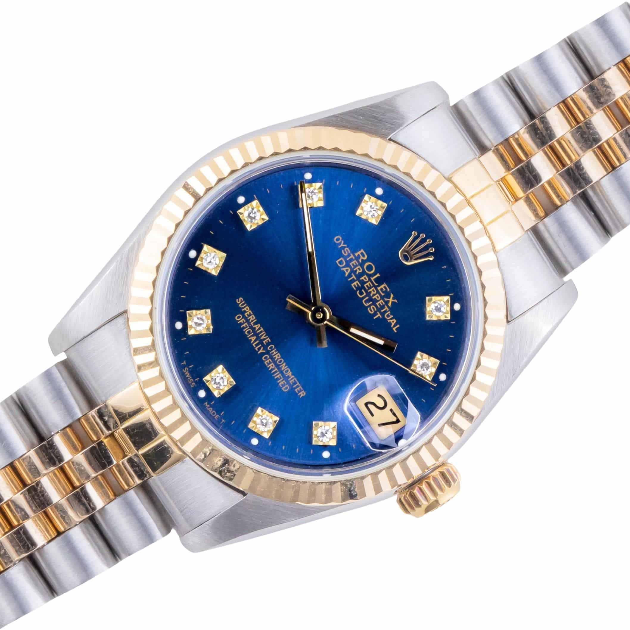 Rolex Oyster Perpetual Datejust Mid-Size Blue Diamond 68273 1988 (Vollständiger Satz) 1 rolex-datejust-68273-8