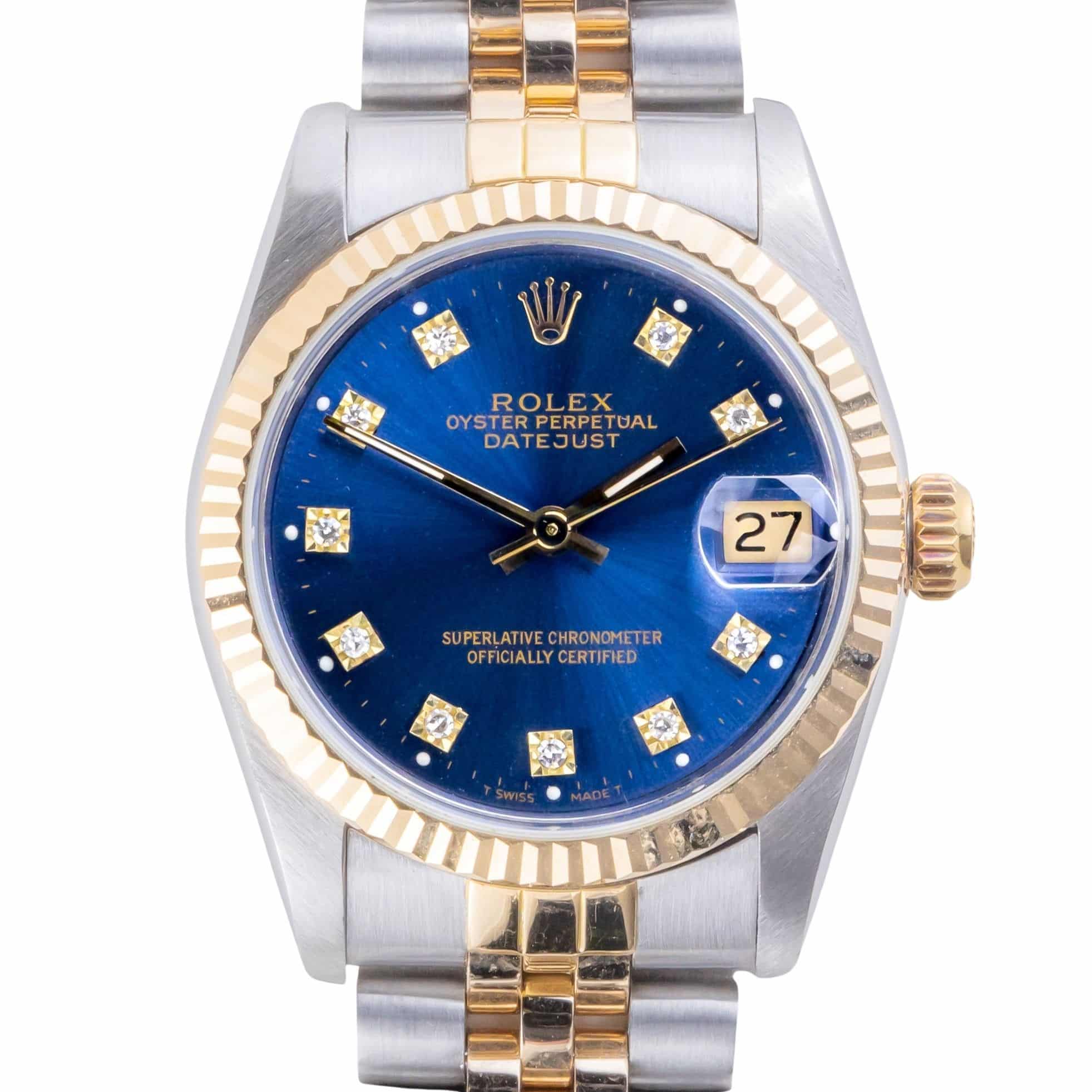 Rolex Oyster Perpetual Datejust Mid-Size Blue Diamond 68273 1988 (Vollständiger Satz) 3 Rolex Oyster Perpetual Datejust Mid-Size Blue Diamond 68273 1988 (Vollständiger Satz) – Bild 3