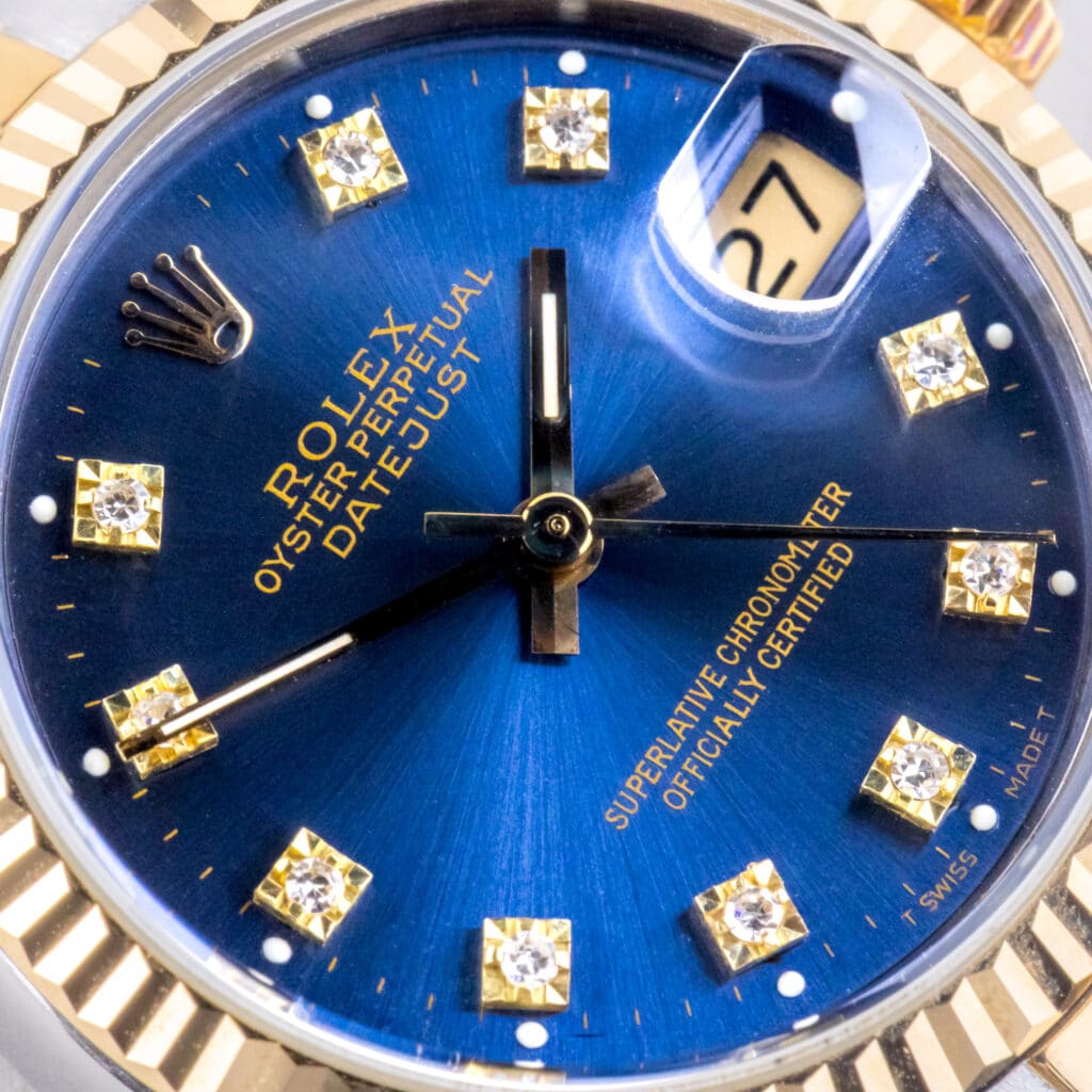 Alternative view of Rolex Oyster Perpetual Datejust Mid-Size Blue Diamond 68273 1988 (Volledige set)