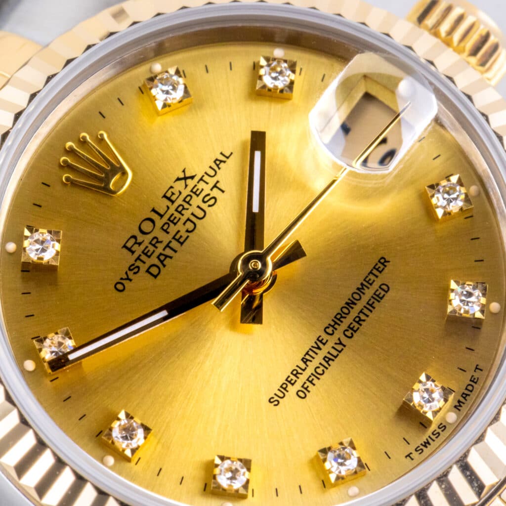 Alternative view of Rolex Oyster Perpetual Datejust Mid-Size Champagne Diamond 68273 1991 (Vollständiger Satz)