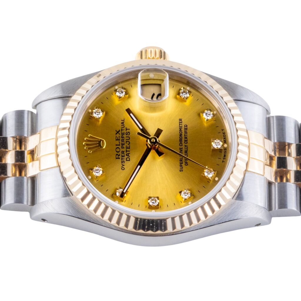Rolex Oyster Perpetual Datejust Mid-Size Champagne Diamond 68273 1991 (Vollständiger Satz) 12 2E0B1029 1CG 3M Langedyk Vintage Watches