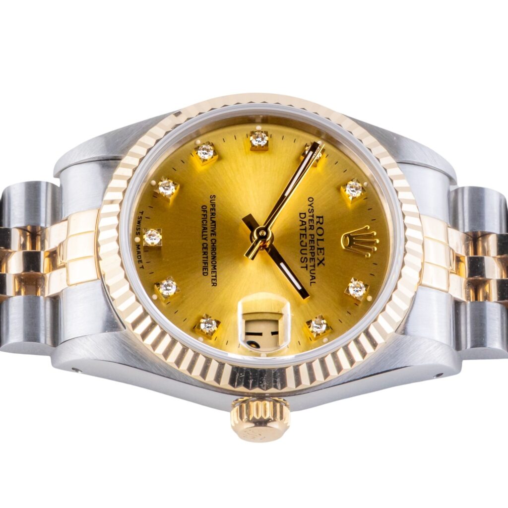 Rolex Oyster Perpetual Datejust Mid-Size Champagne Diamond 68273 1991 (Vollständiger Satz) 13 2E0B1032 1CG 3M Langedyk Vintage Watches