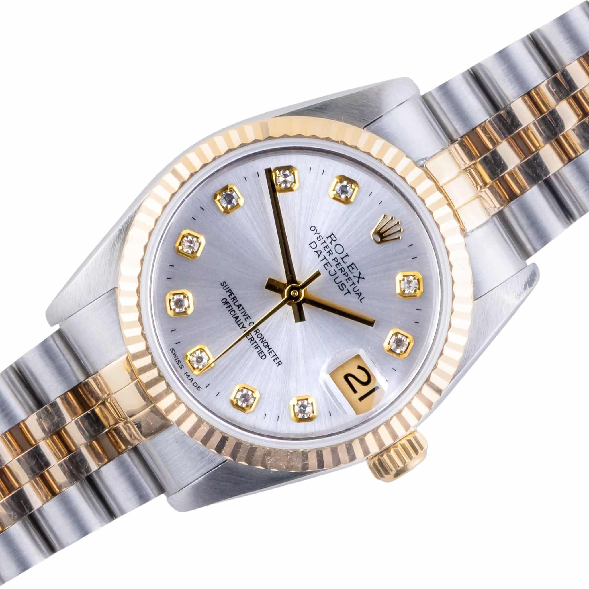 Rolex Oyster Perpetual Datejust Mid-Size Silver Diamond 68273 1994 (Vollständiger Satz) 1 rolex-datejust-68273-41