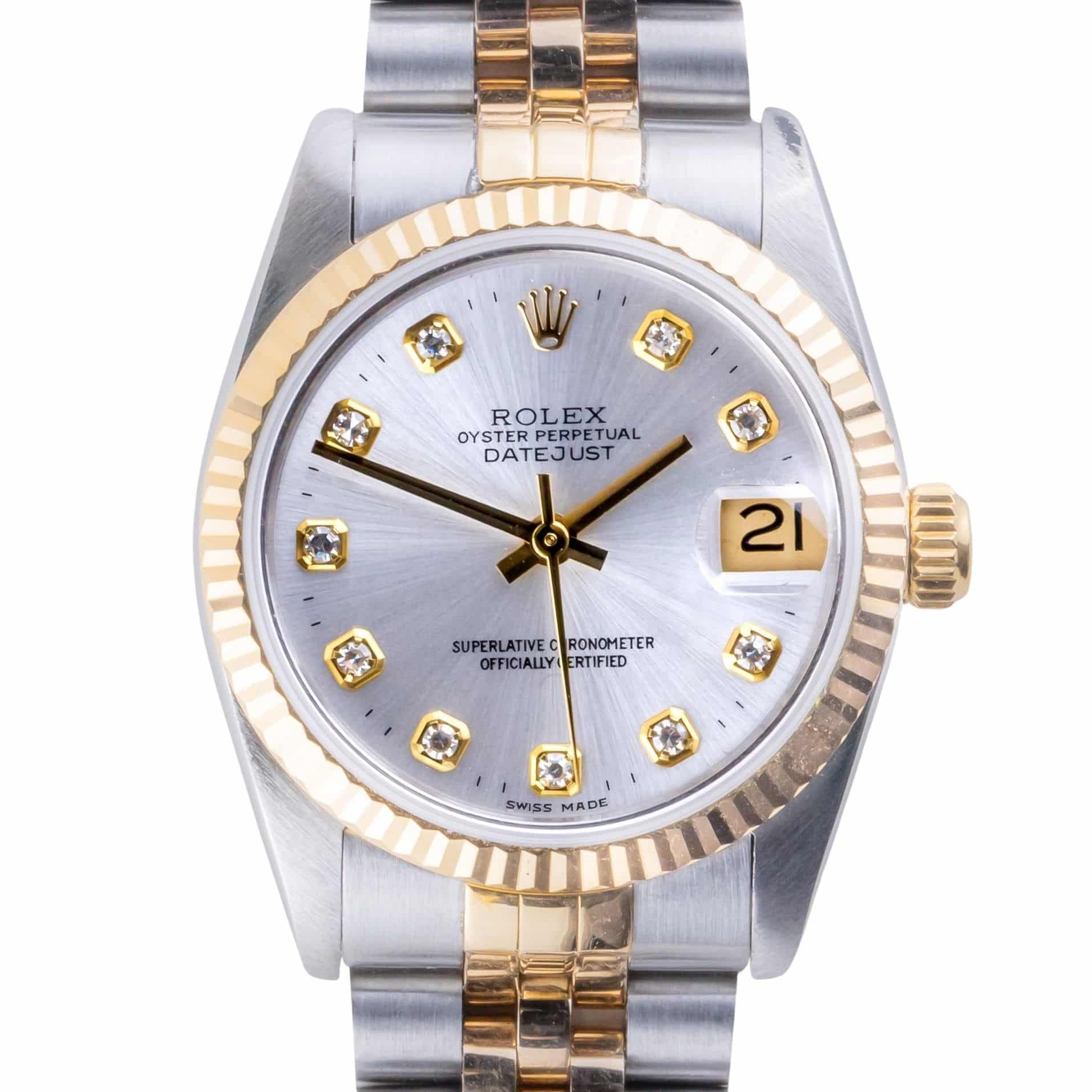 Rolex Oyster Perpetual Datejust Mid-Size Silver Diamond 68273 1994 (Vollständiger Satz) 3 Rolex Oyster Perpetual Datejust Mid-Size Silver Diamond 68273 1994 (Vollständiger Satz) – Bild 3