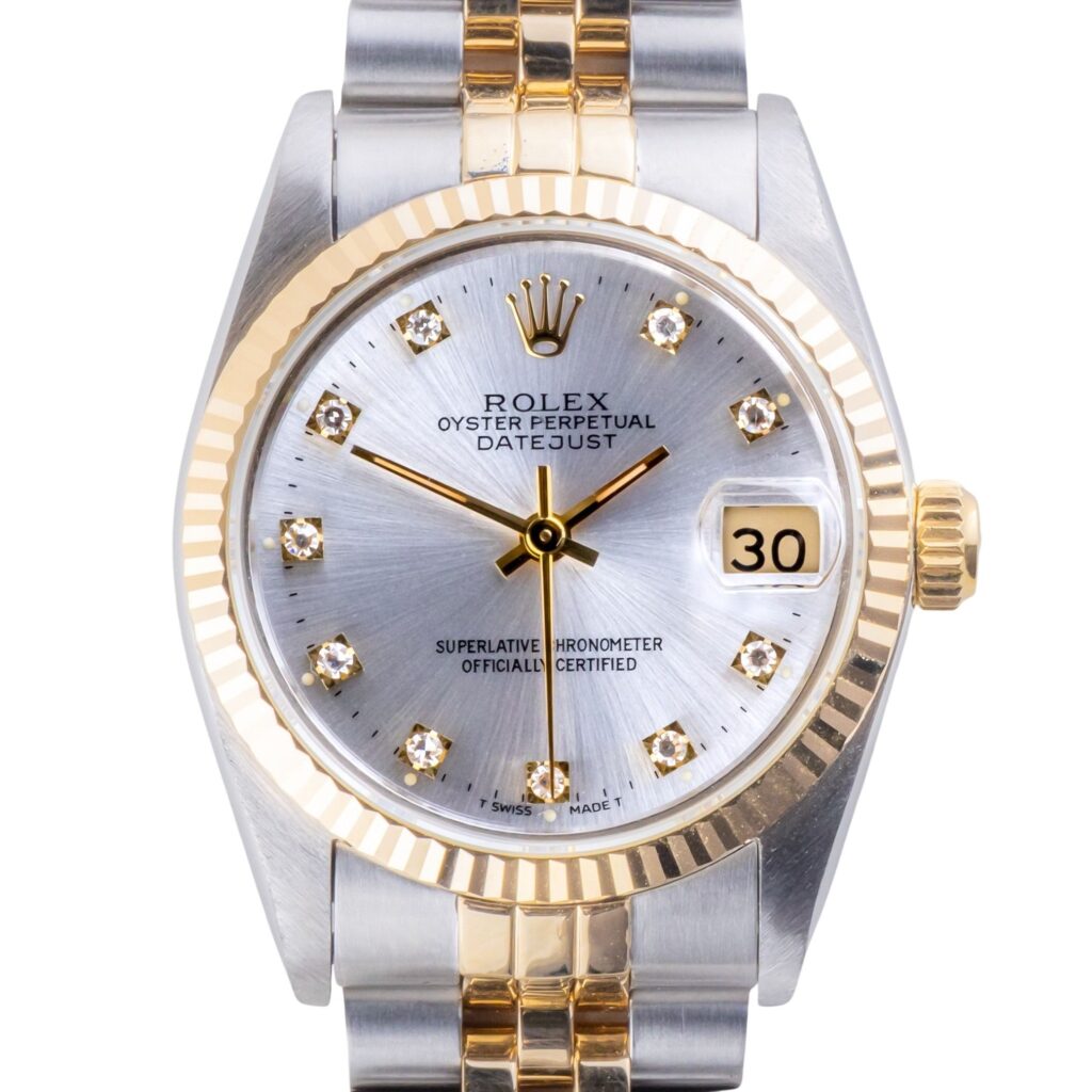 Rolex Datejust Mid-Size Silver Diamond 68273 1991 (Full Set) 10 2E0B1158 1CG 3M