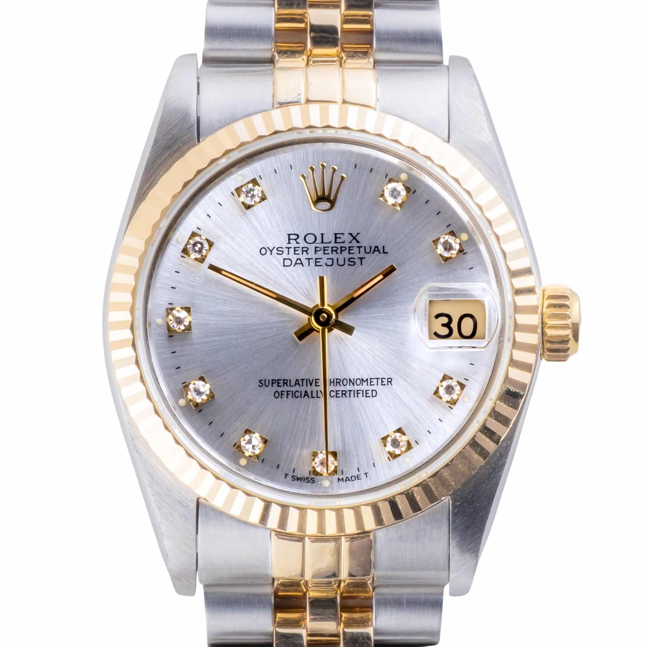 Rolex Datejust Mid-Size Silver Diamond 68273 1991 (Full Set) 3 2E0B1158 1CG 3M