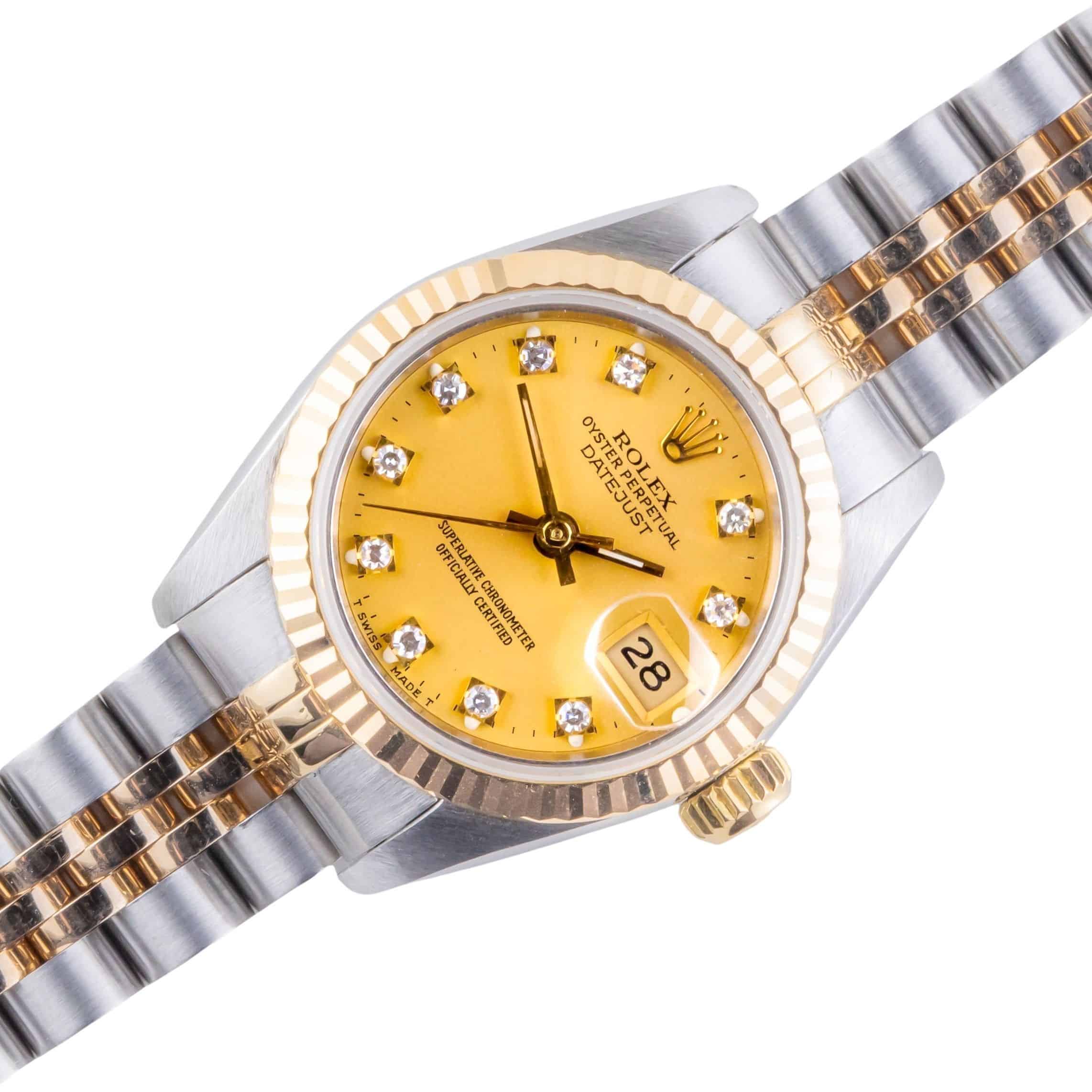 Rolex Lady-Datejust Champagne Diamond 69173 1993 Volledige Set) 1 rolex-lady-datejust-69173-111