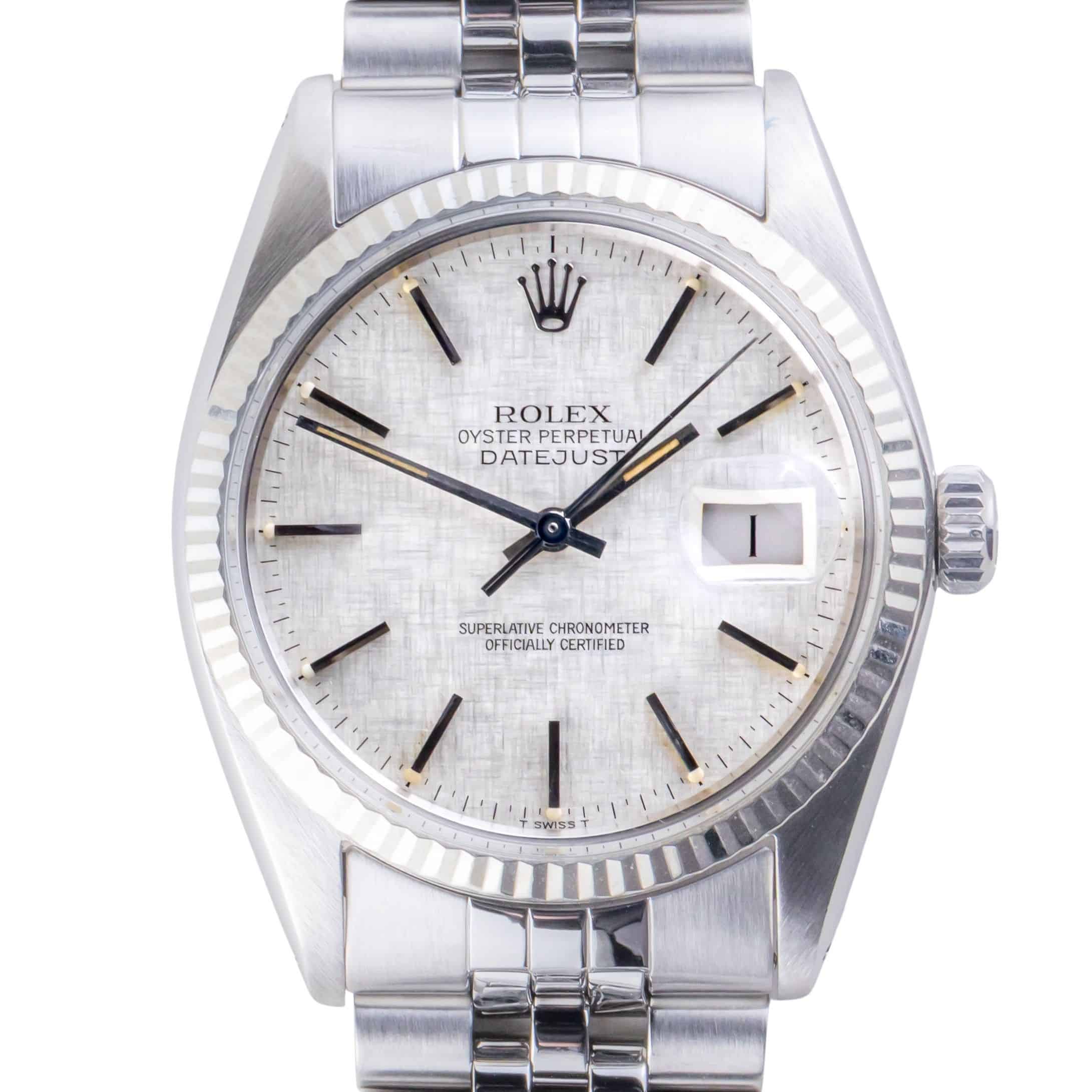 Rolex Oyster Perpetual Datejust Silver Linen 16014 1979 3 2E0B1611 1CG 3M