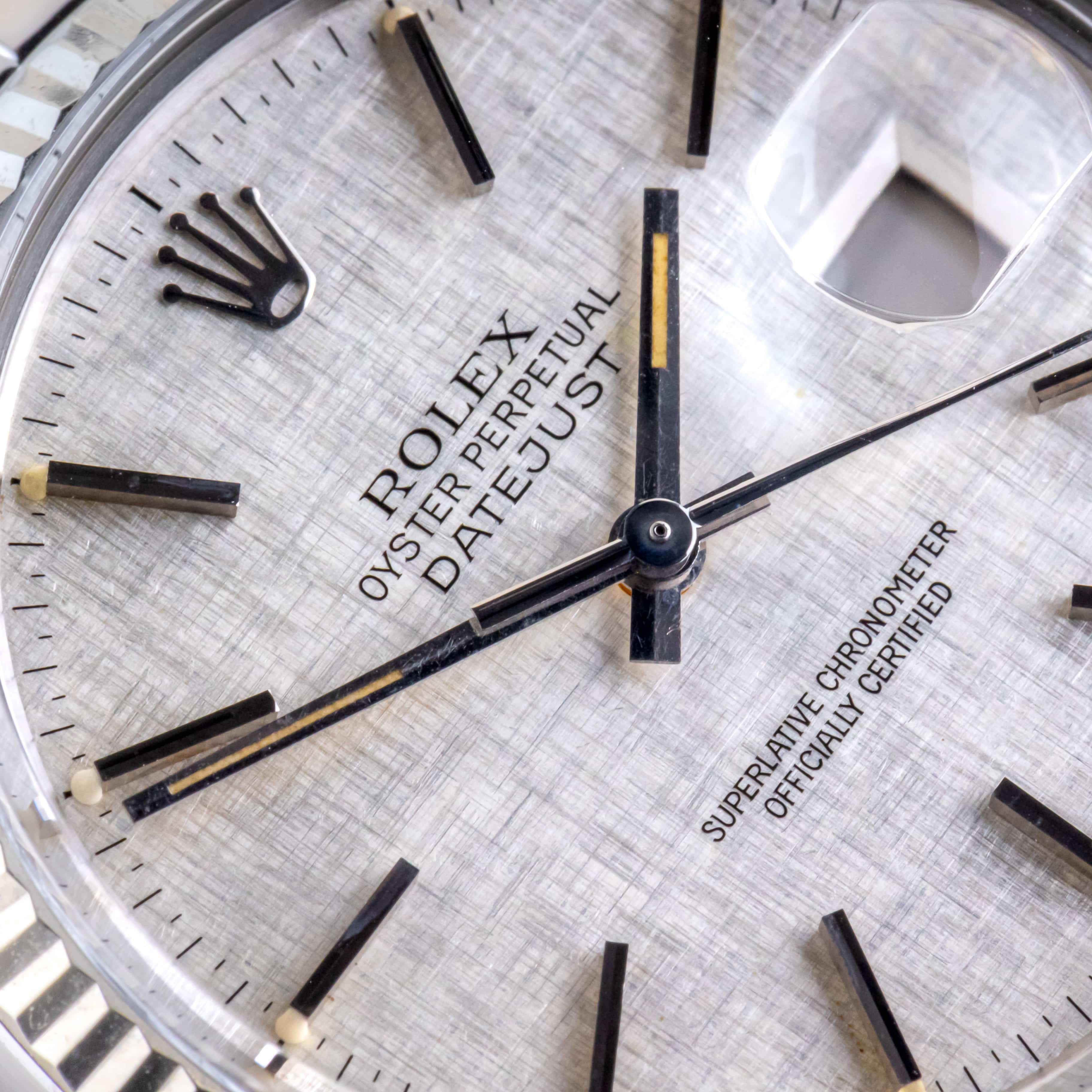 Rolex Oyster Perpetual Datejust Silver Linen 16014 1979 2 2E0B1612 1CG 3M