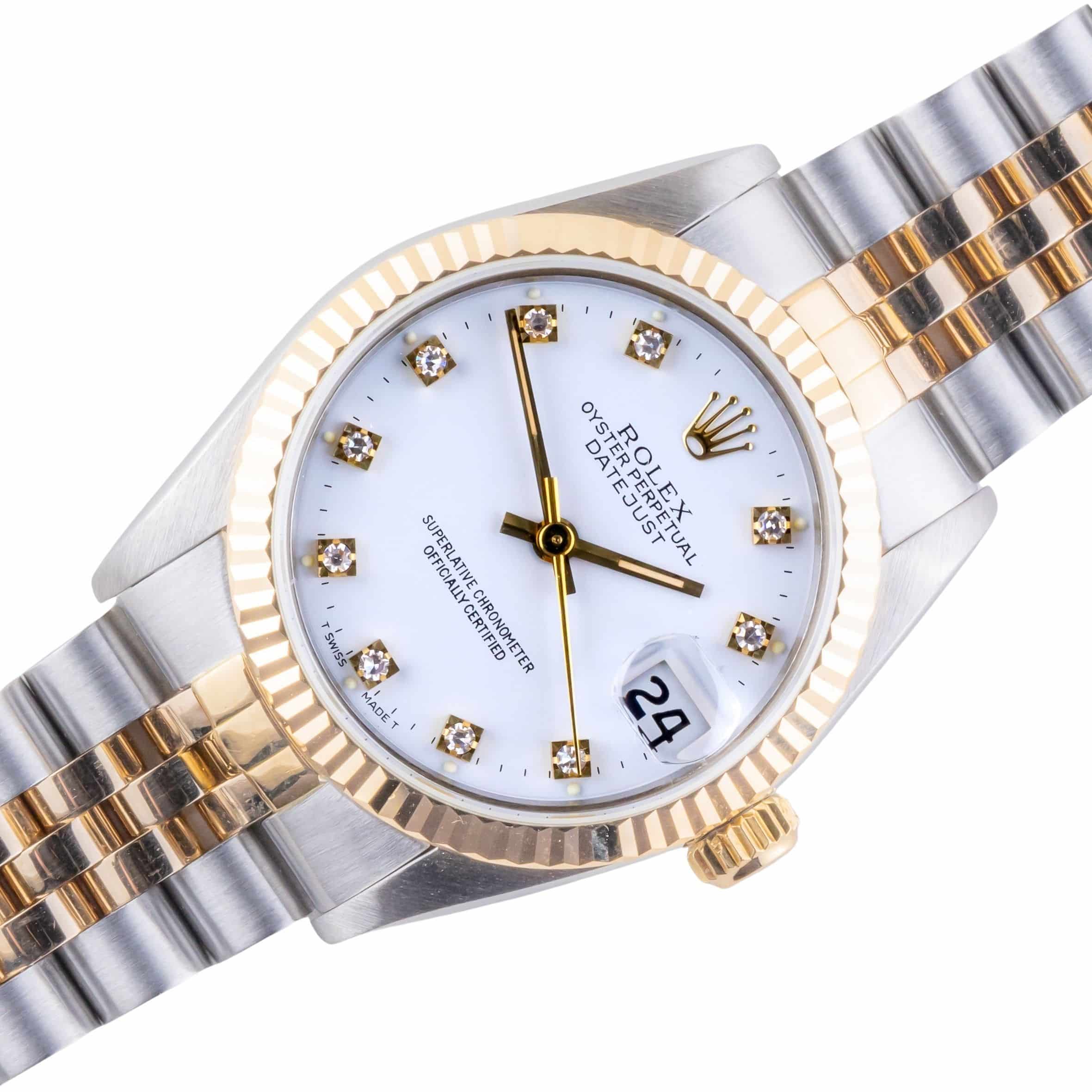 Rolex Oyster Perpetual Datejust Mid-Size White Diamond 68273 1991 (Vollständiger Satz) 1 rolex-datejust-68273-39