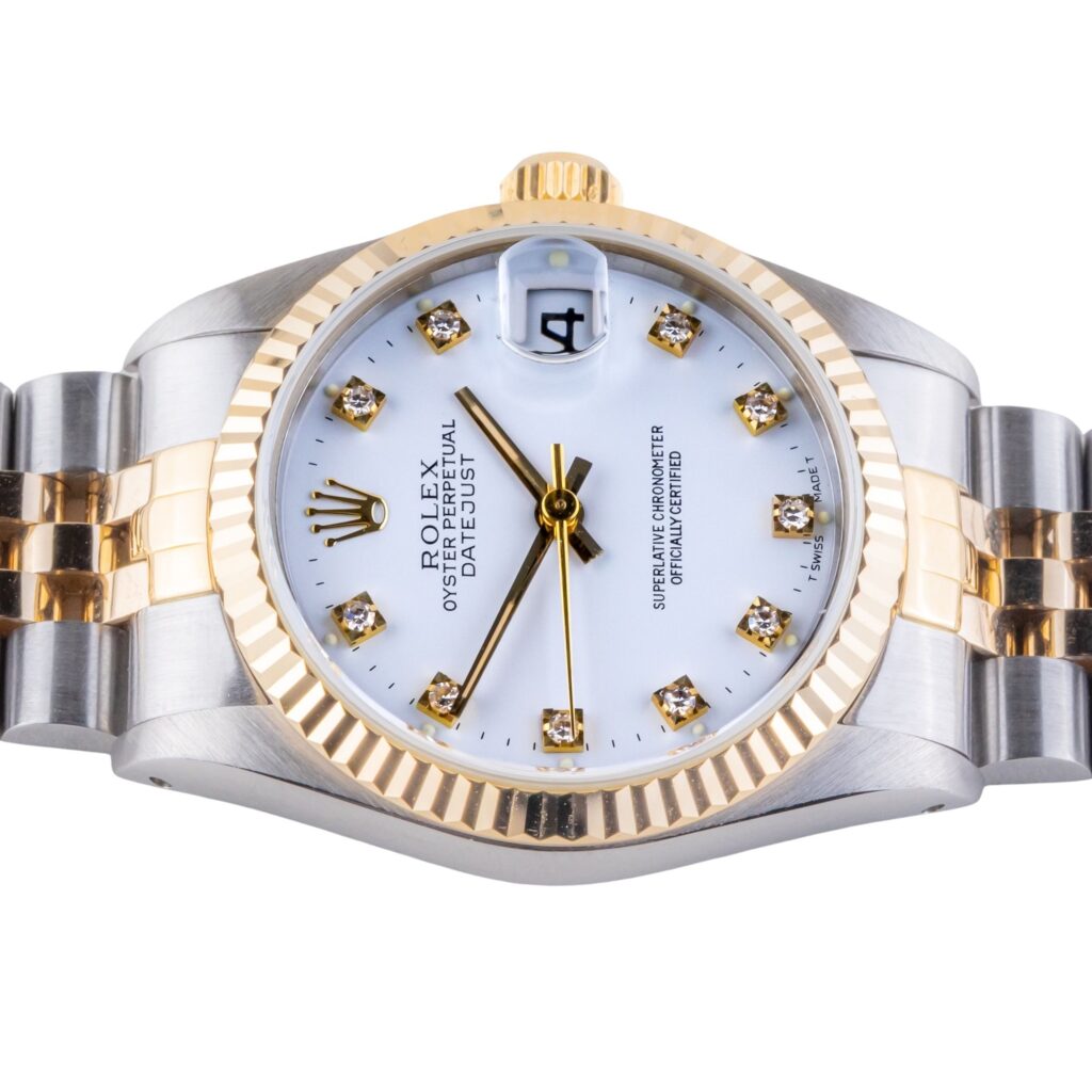 Rolex Oyster Perpetual Datejust Mid-Size White Diamond 68273 1991 (Vollständiger Satz) 12 2E0B1832 1CG 3M Langedyk Vintage Watches