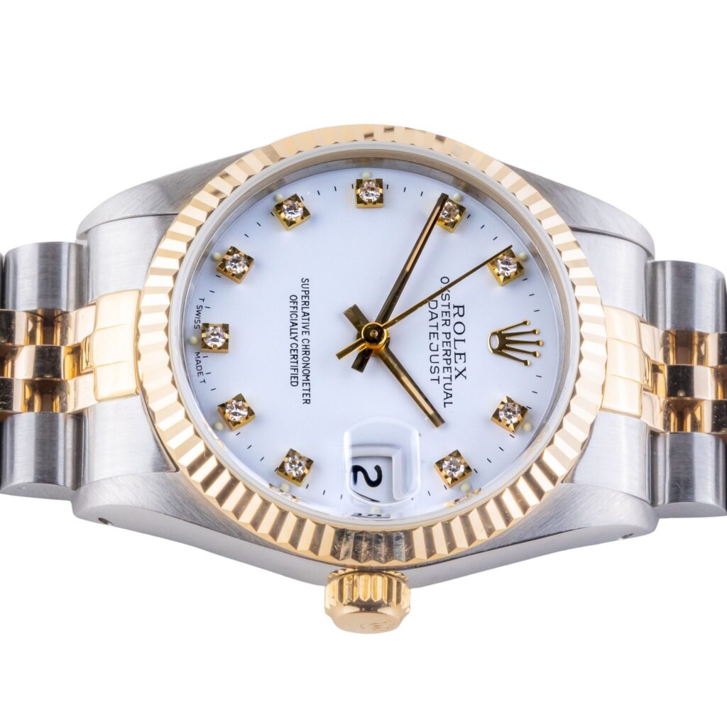 Rolex Oyster Perpetual Datejust Mid-Size White Diamond 68273 1991 (Vollständiger Satz) 13 2E0B1834 1CG 3M Langedyk Vintage Watches