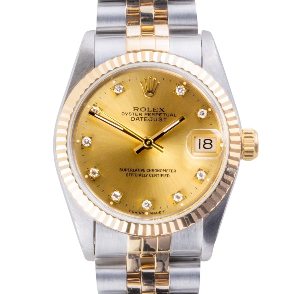 Rolex Oyster Perpetual Datejust Mid-Size Champagne Diamond 68273 1995 (Volledige set) 10 2E0B1840 1CG 3M Langedyk Vintage Watches