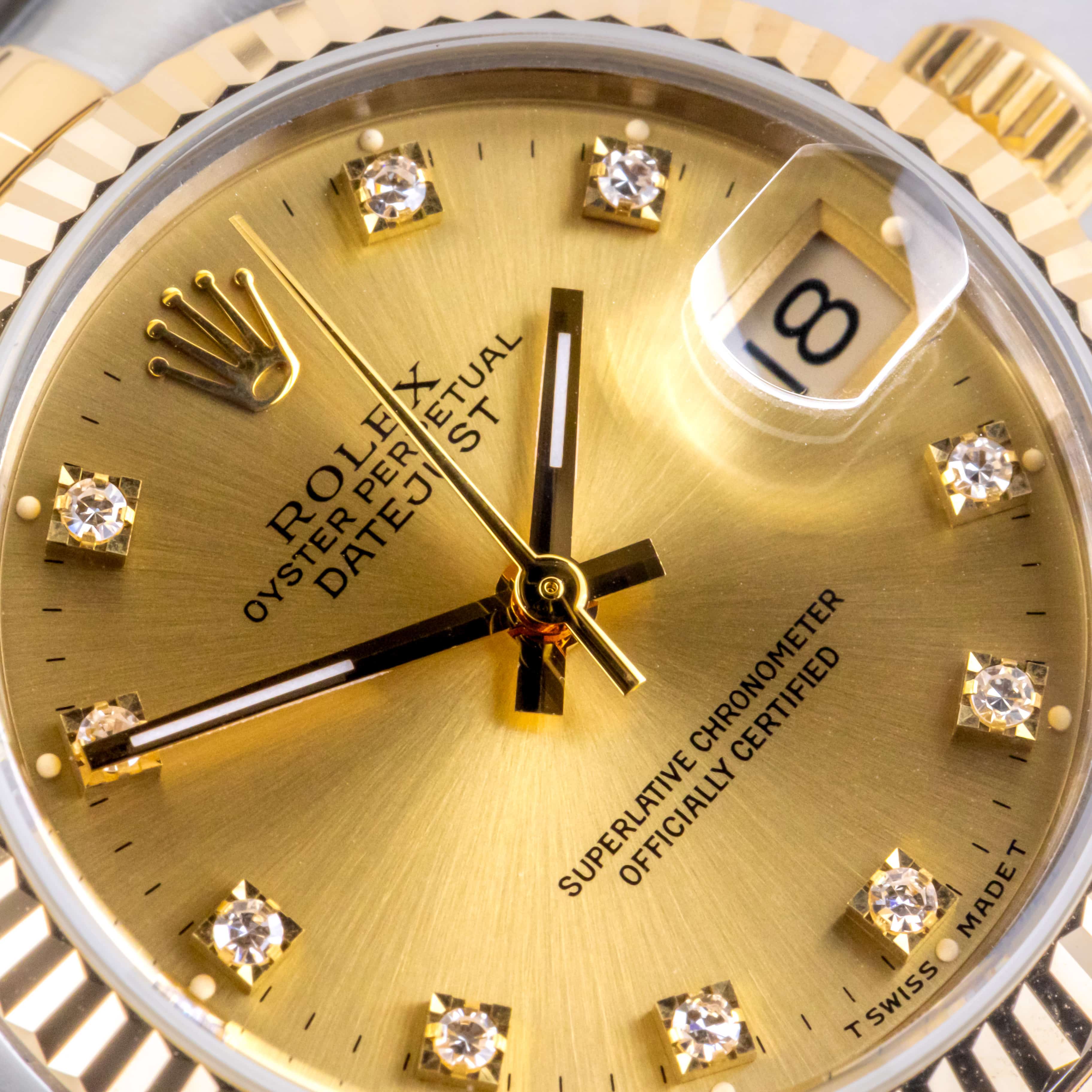 Rolex Oyster Perpetual Datejust Mid-Size Champagne Diamond 68273 1995 (Volledige set) 2 Rolex Oyster Perpetual Datejust Mid-Size Champagne Diamond 68273 1995 (Volledige set) - Afbeelding 2