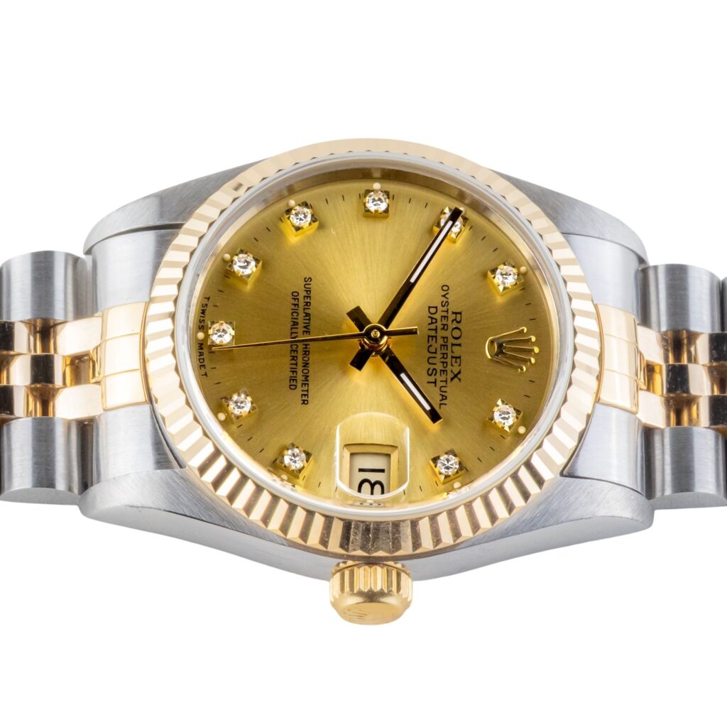 Rolex Oyster Perpetual Datejust Mid-Size Champagne Diamond 68273 1995 (Volledige set) 13 2E0B1846 1CG 3M Langedyk Vintage Watches