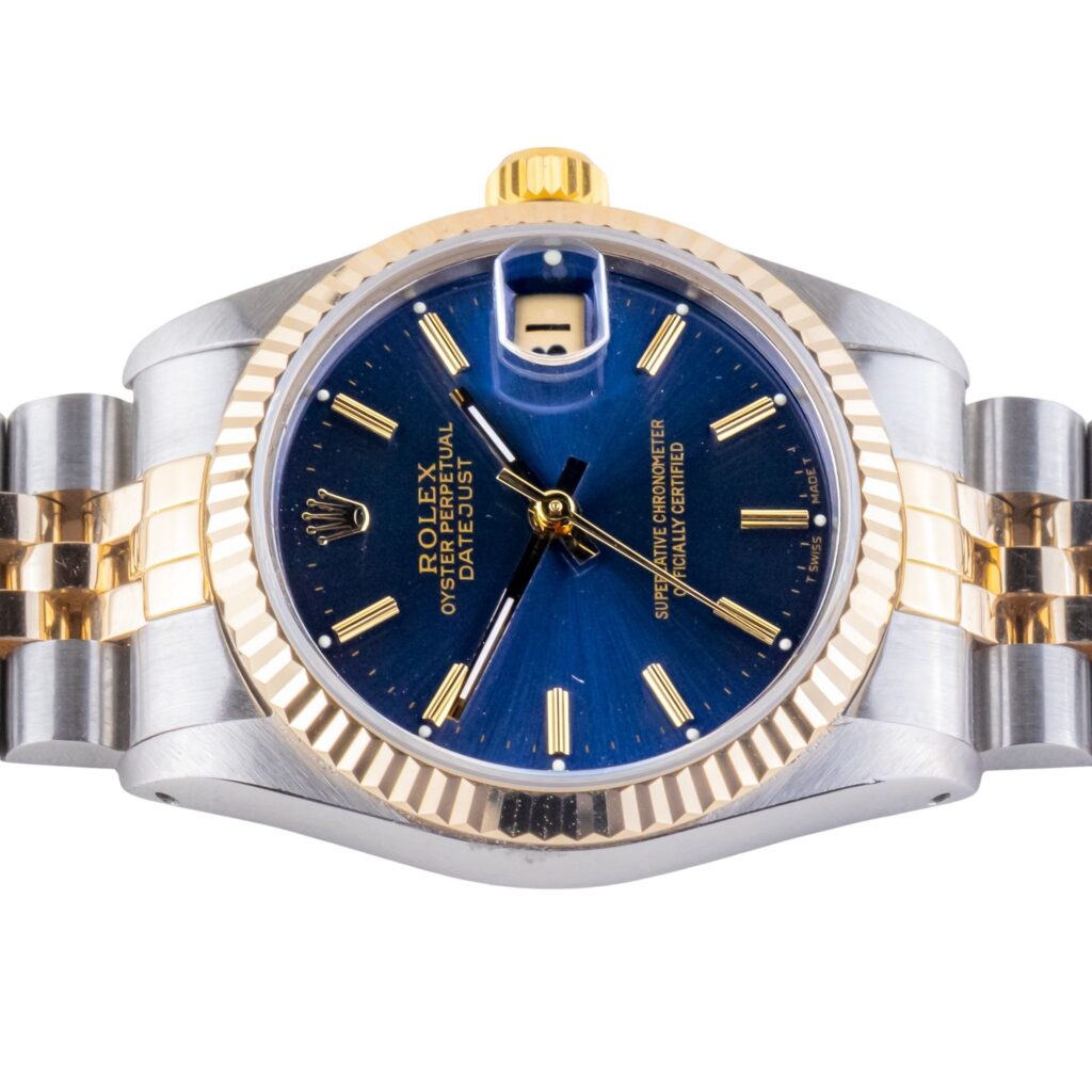 Rolex Oyster Perpetual Datejust Mid-Size Blue 68273 1985 (Vollständiger Satz) 12 2E0B1857 1CG 3M Langedyk Vintage Watches