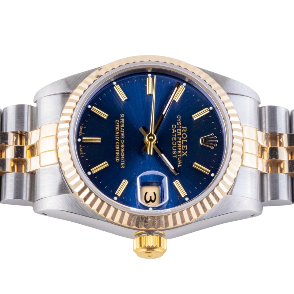 Rolex Oyster Perpetual Datejust Mid-Size Blue 68273 1985 (Vollständiger Satz) 13 2E0B1860 1CG 3M Langedyk Vintage Watches