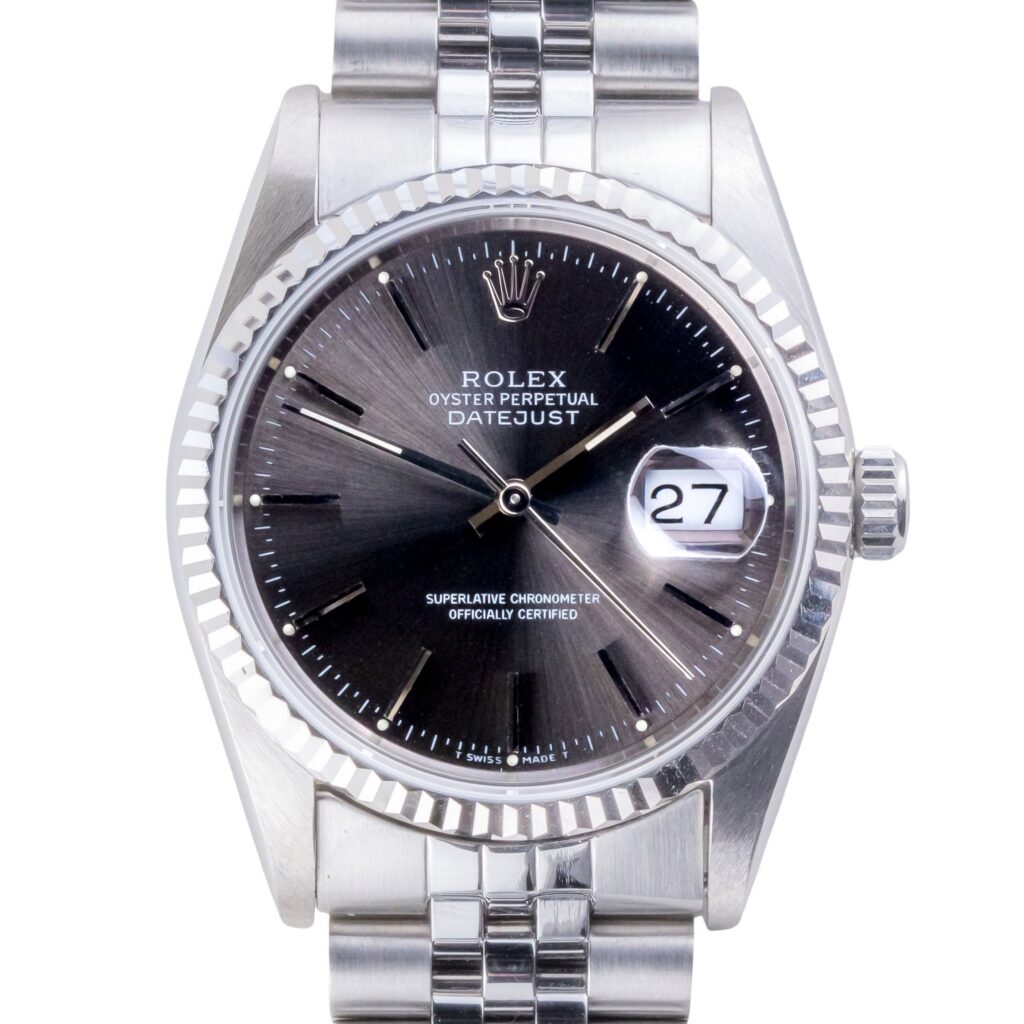 Rolex Oyster Perpetual Datejust Grey 16234 1991 (Vollständiger Satz) 10 2E0B1877 1CG 3M Langedyk Vintage Watches