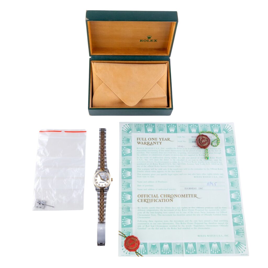 Rolex Oyster Perpetual Datejust Mid-Size Silver Diamond 68273 1994 (Vollständiger Satz) 15 2E0B1904 1CG 3M Langedyk Vintage Watches