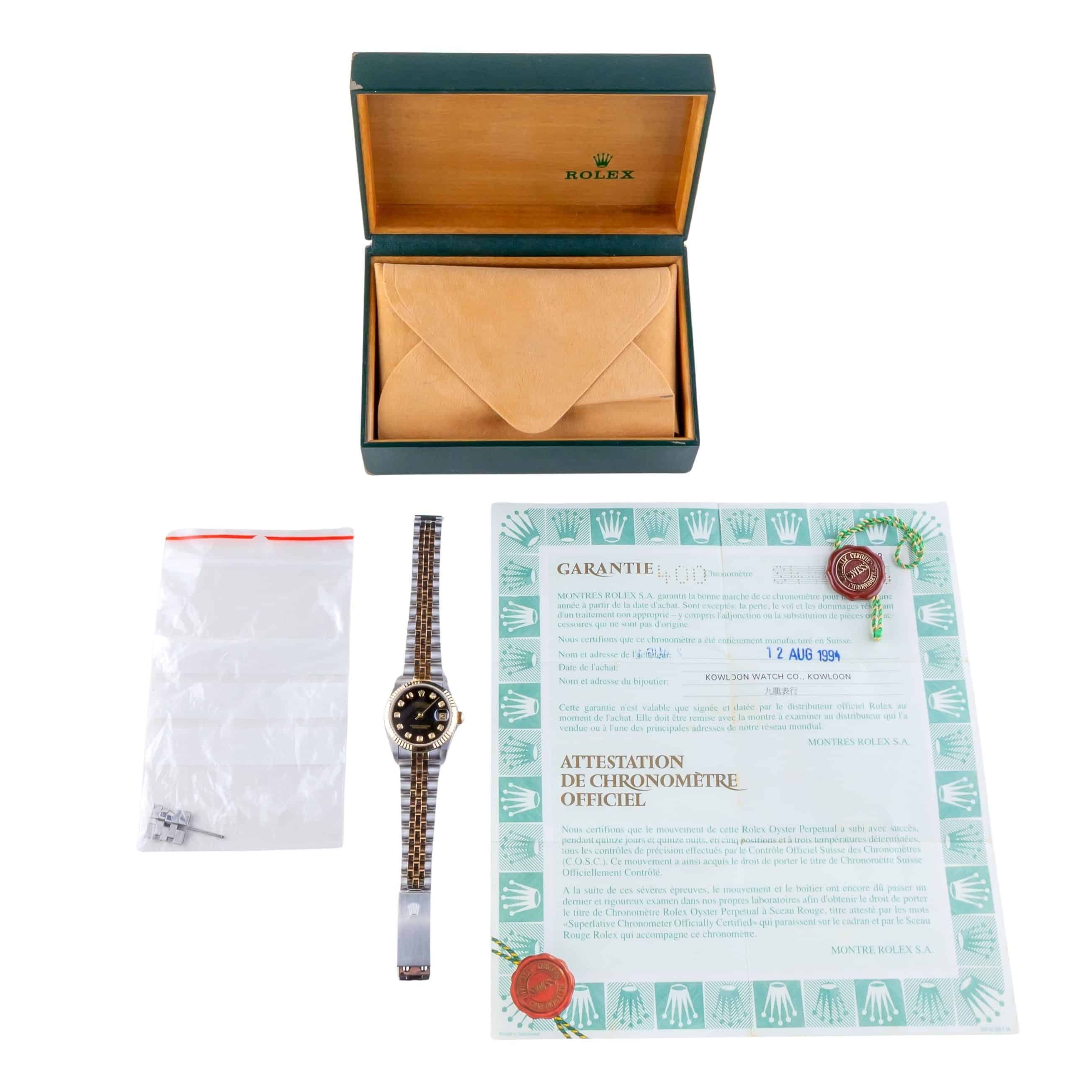 Rolex Datejust Mid-Size Black Diamond 68273 1993 (Full Set) 8 2E0B1905 1CG 3M