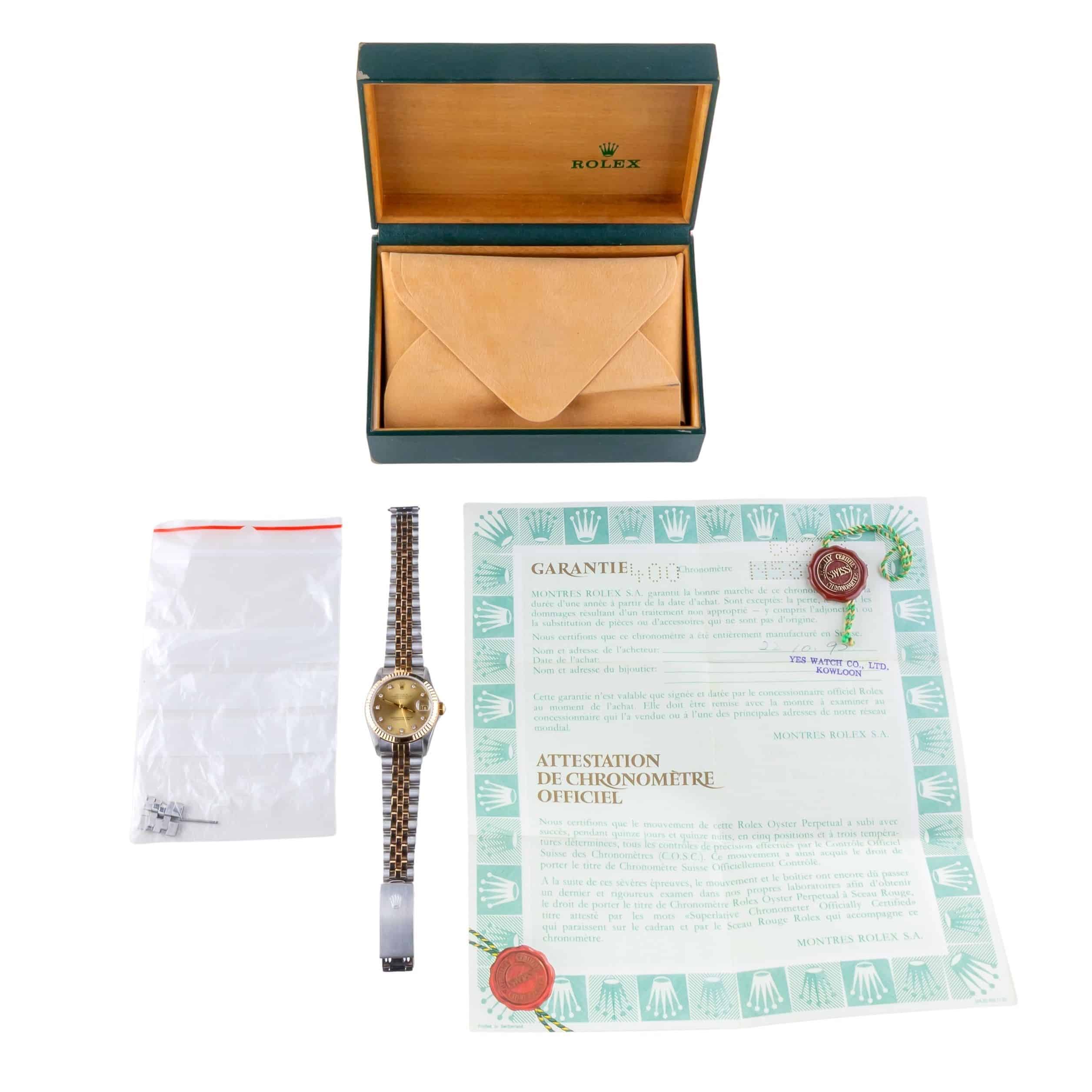 Rolex Datejust Mid-Size Champagne Diamond 68273 1991 (Full Set) 8 2E0B1910 1CG 3M