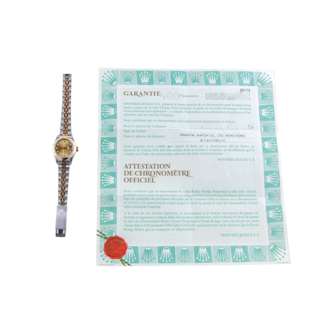 Rolex Lady-Datejust Champagne Diamond 69173 1995 (Vollständiger Satz) 15 2E0B1926 1CG 3M Langedyk Vintage Watches