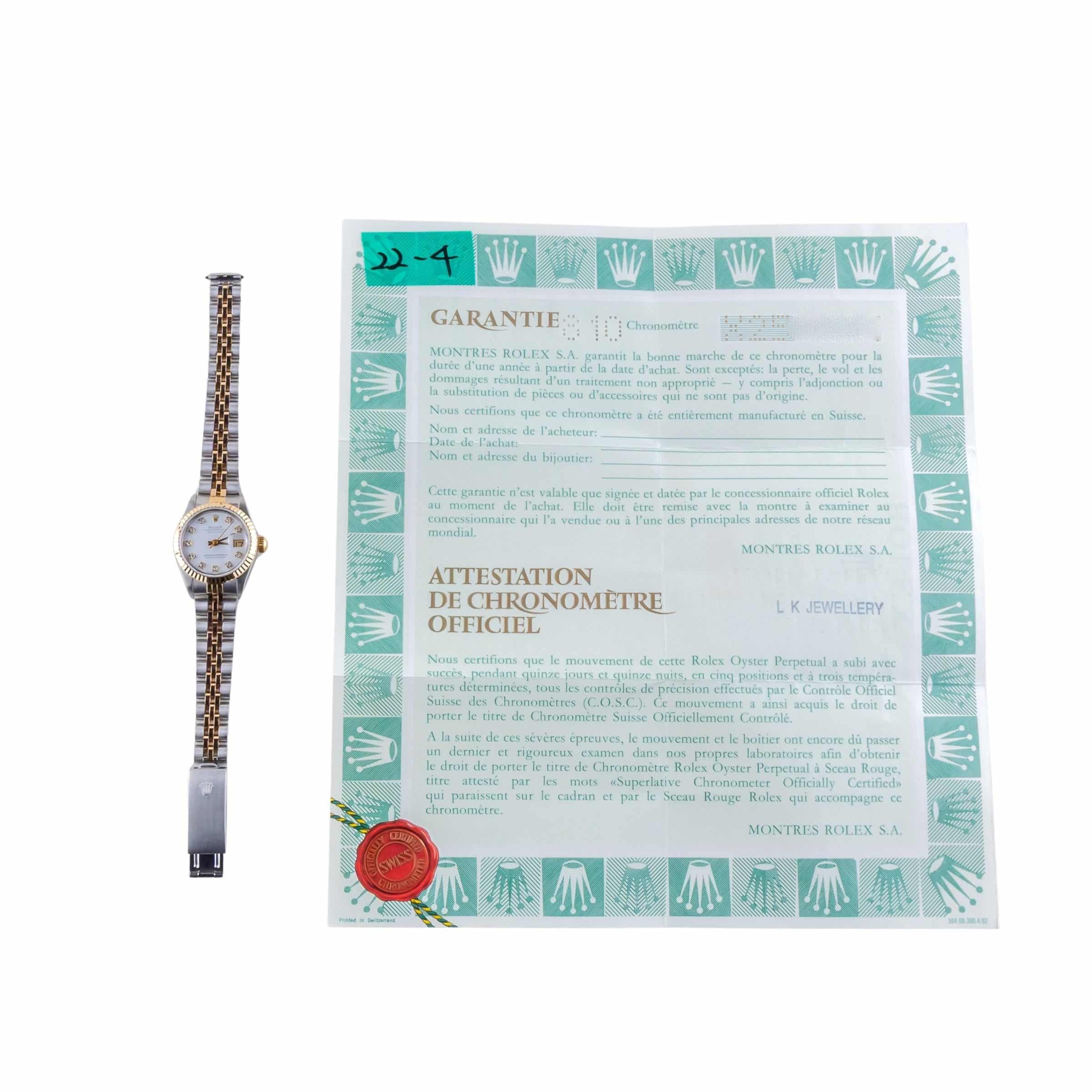Rolex Lady-Datejust White Diamond 69173 1991 (Full Set) 8 2E0B1941 1CG 3M