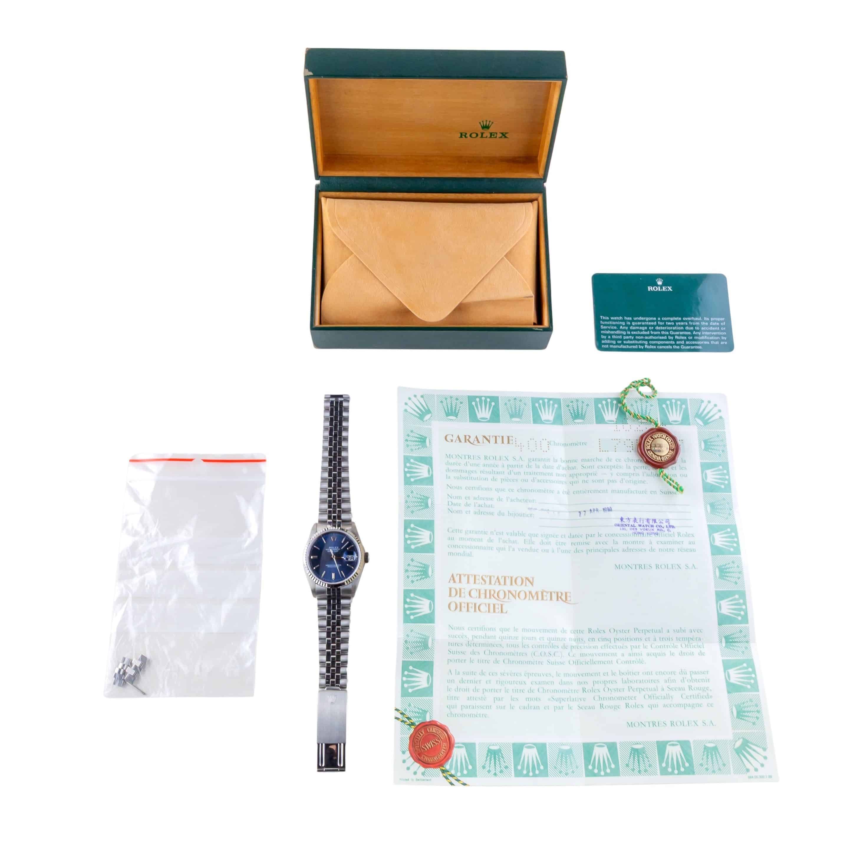 Rolex Oyster Perpetual Datejust Blue 16234 1989 (Full Set) 8 2E0B1946 1CG 3M