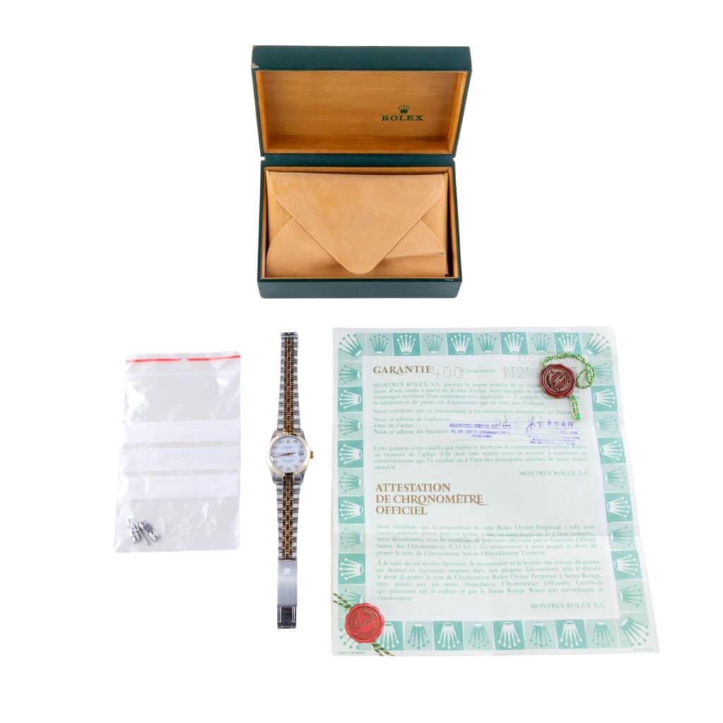 Rolex Oyster Perpetual Datejust Mid-Size White Diamond 68273 1991 (Vollständiger Satz) 15 2E0B1962 1CG 3M Langedyk Vintage Watches