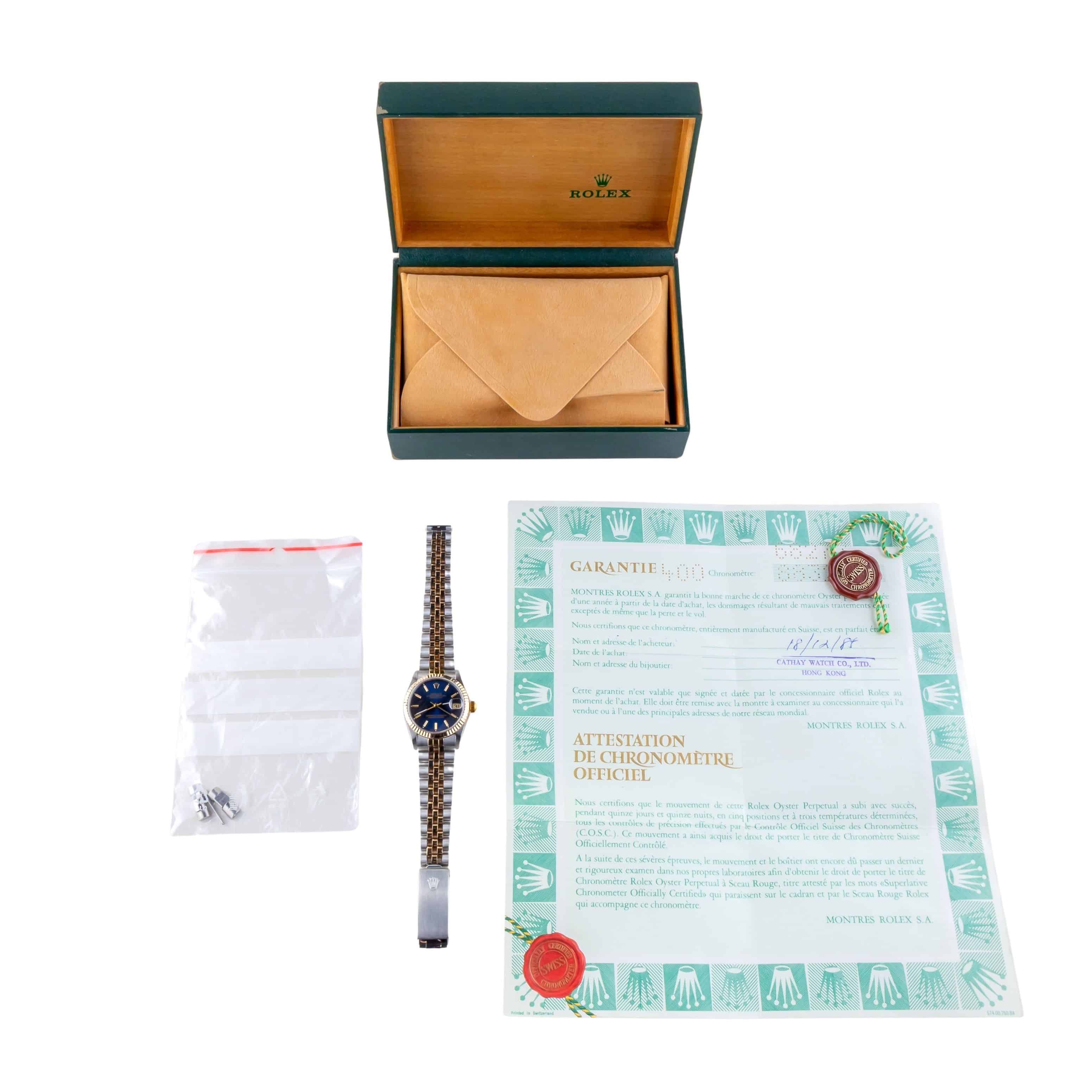 Rolex Oyster Perpetual Datejust Mid-Size Blue 68273 1985 (Vollständiger Satz) 8 Rolex Oyster Perpetual Datejust Mid-Size Blue 68273 1985 (Vollständiger Satz) – Bild 8