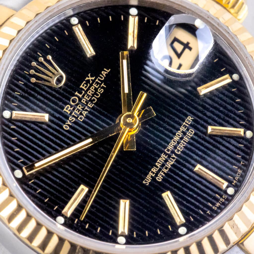 Alternative view of Rolex Oyster Perpetual Datejust Mid-Size Black Tapestry 68273 1995 (Vollständiger Satz)