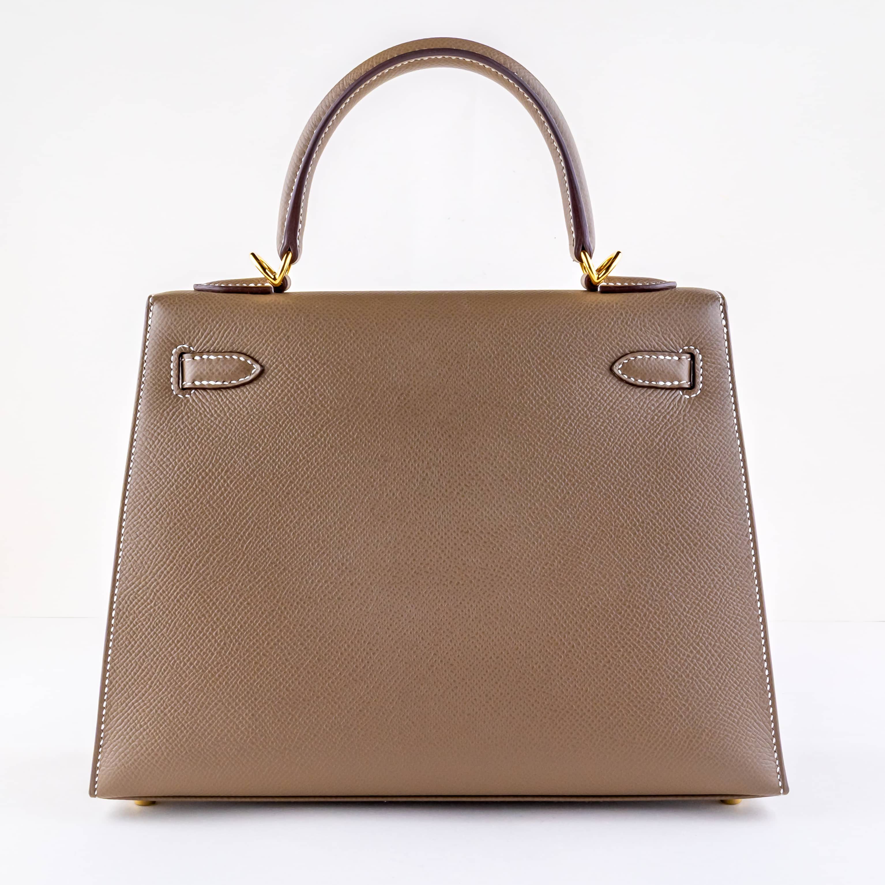 NEW Hermes Kelly 25 Etoupe GHW 2021 (Full Set + invoice) 4 2E0B2273 1CG 3M