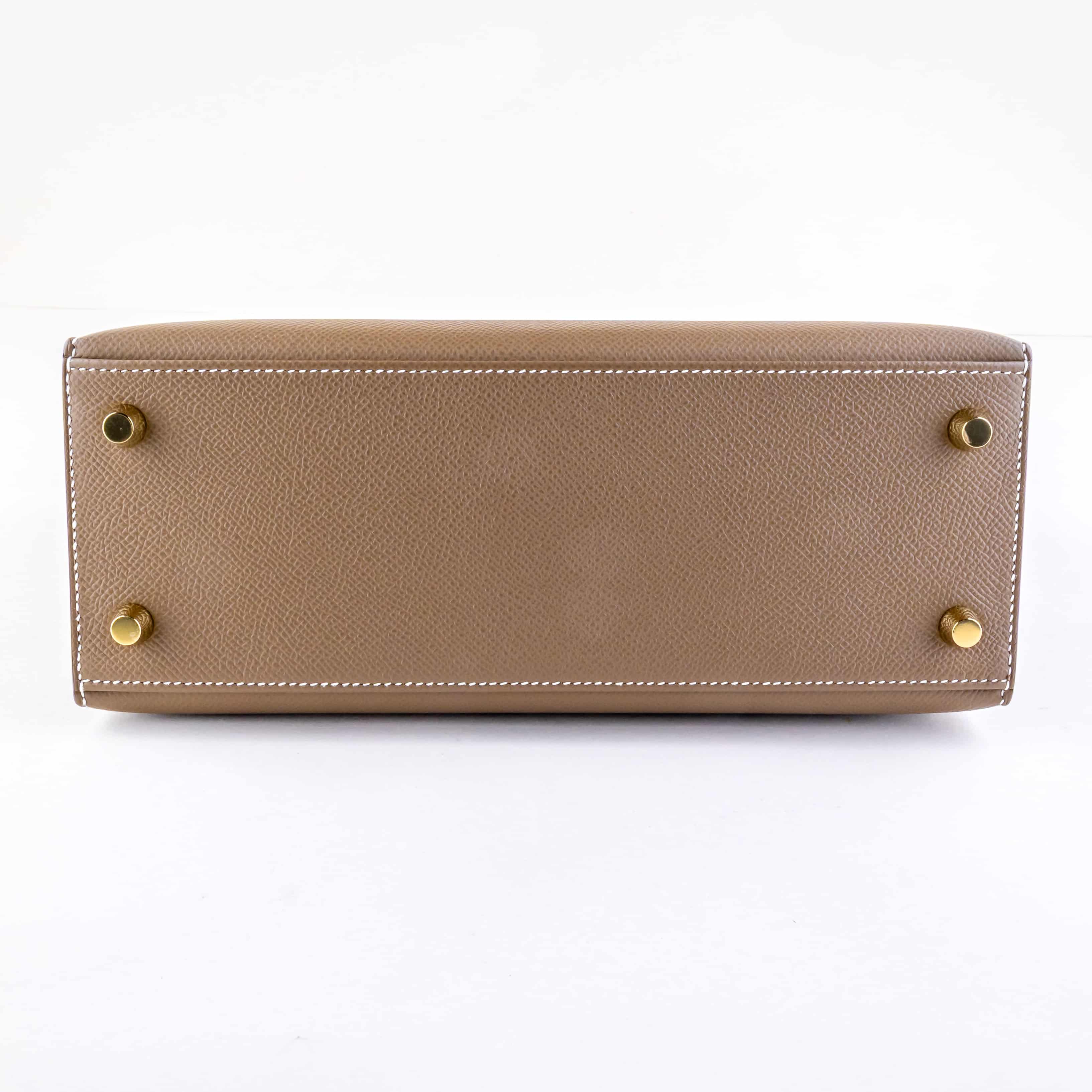 NEW Hermes Kelly 25 Etoupe GHW 2021 (Full Set + invoice) 6 2E0B2279 1CG 3M