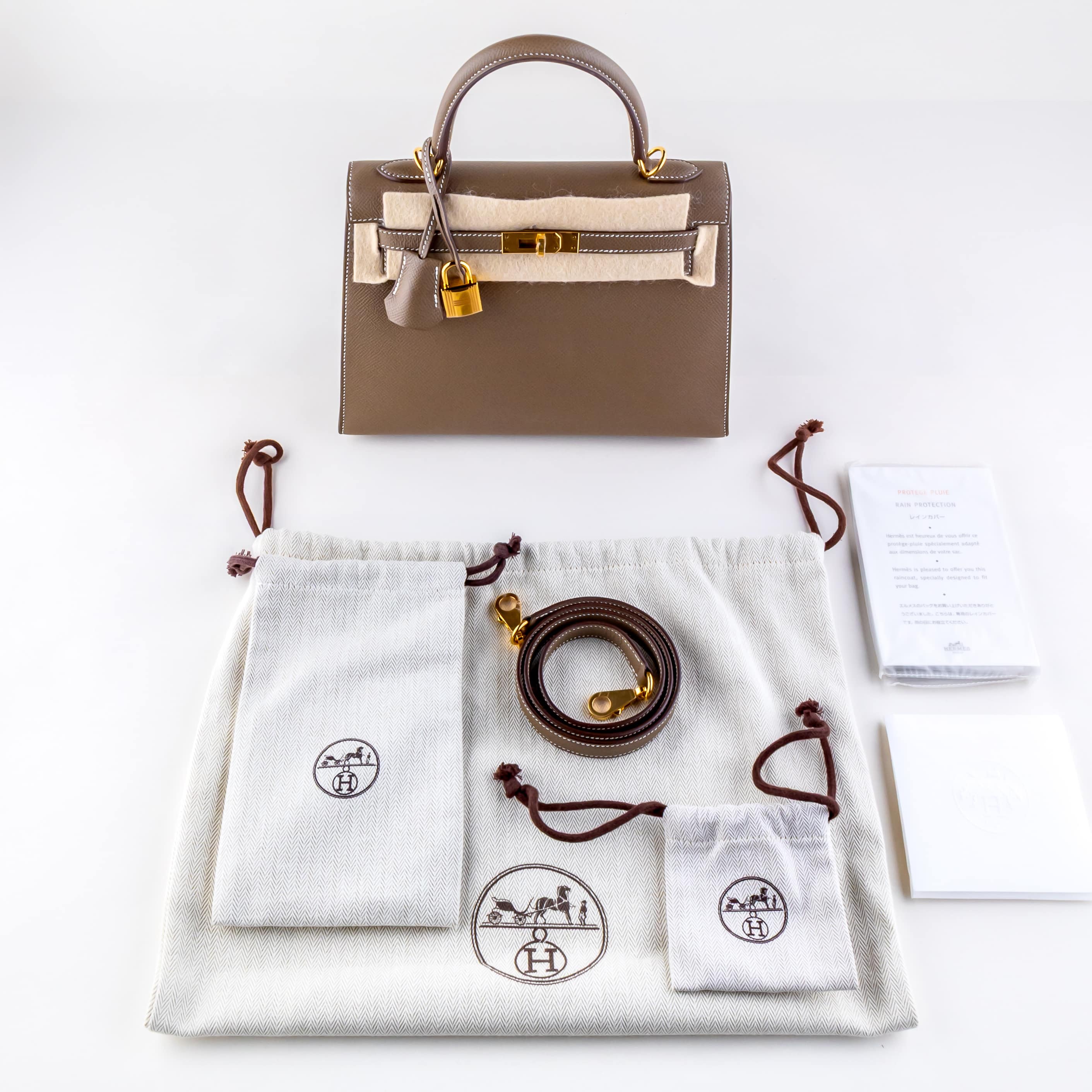 NEW Hermes Kelly 25 Etoupe GHW 2021 (Full Set + invoice) 8 2E0B2283 1CG 3M