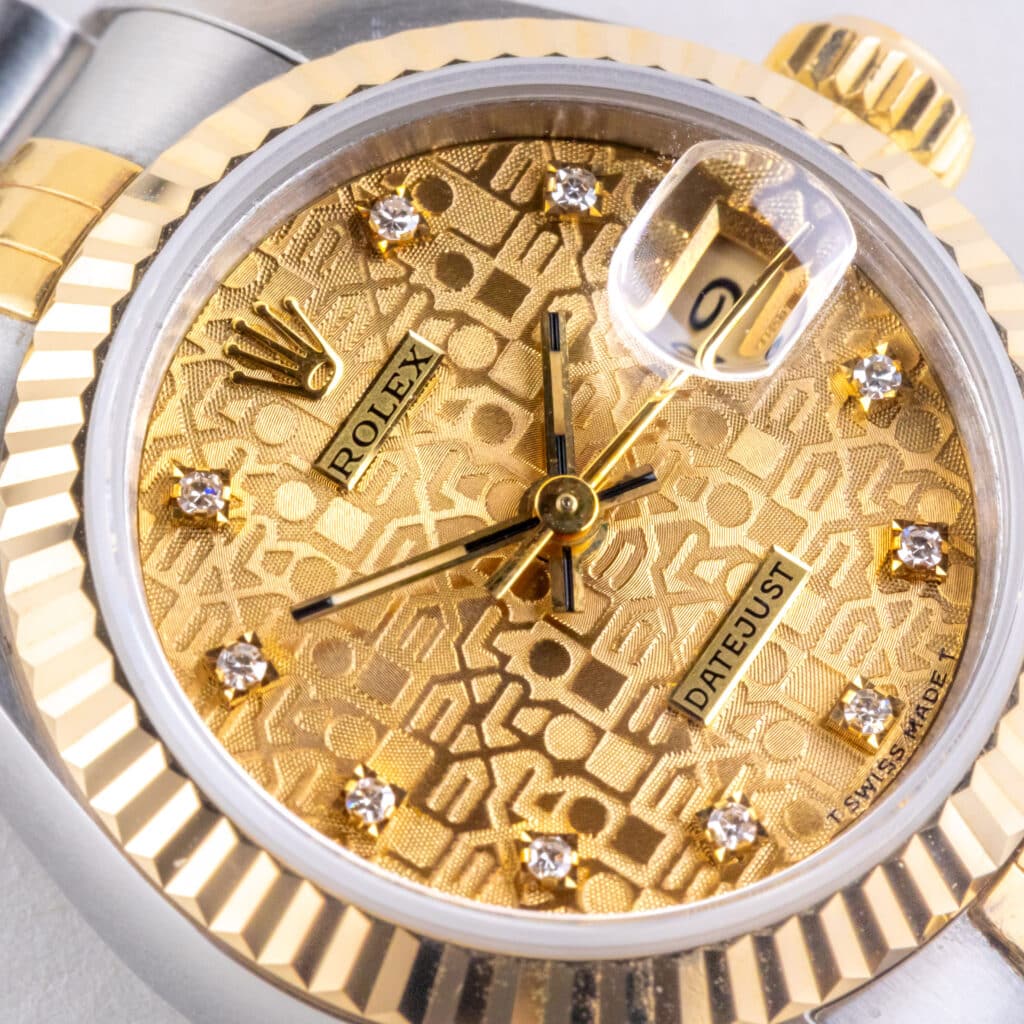 Alternative view of Rolex Lady-Datejust Champagne Logo Diamond 69173 1991 (Volledige Set)