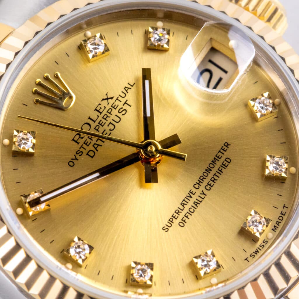 Alternative view of Rolex Oyster Perpetual Datejust Mid-Size Champagne Diamond 68273 1995 (Volledige set)