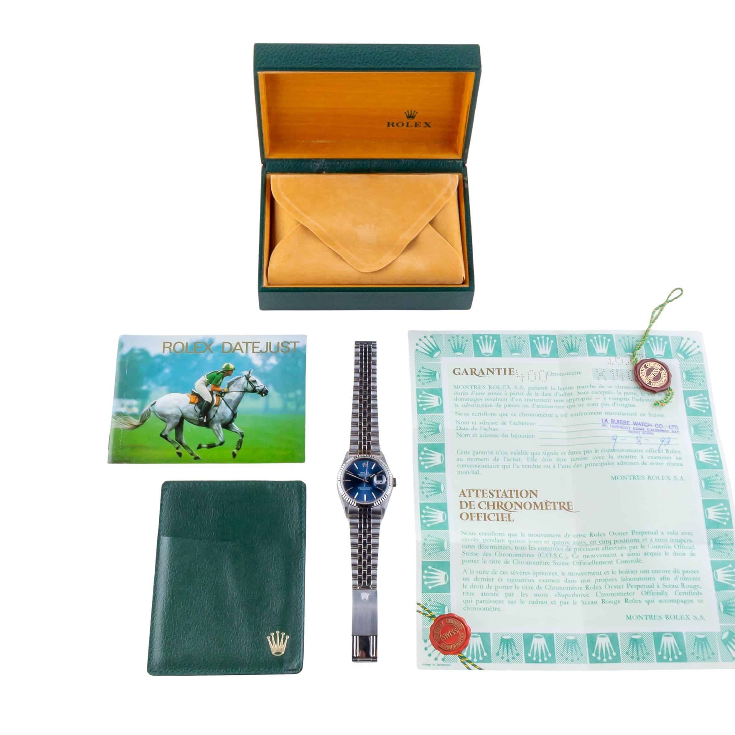 Rolex Oyster Perpetual Datejust Blue 16234 1991 (Full Set) 8 2E0B3608 1CG 3M
