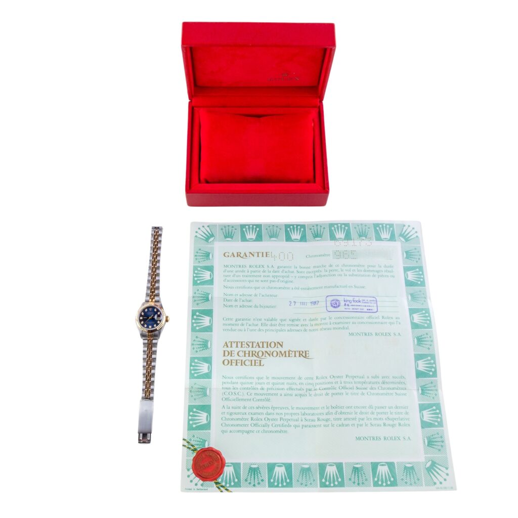 Rolex Lady-Datejust Blue Diamond 69173 1987 (Volledige Set) 15 2E0B3614 1CG 3M 1 Langedyk Vintage Watches